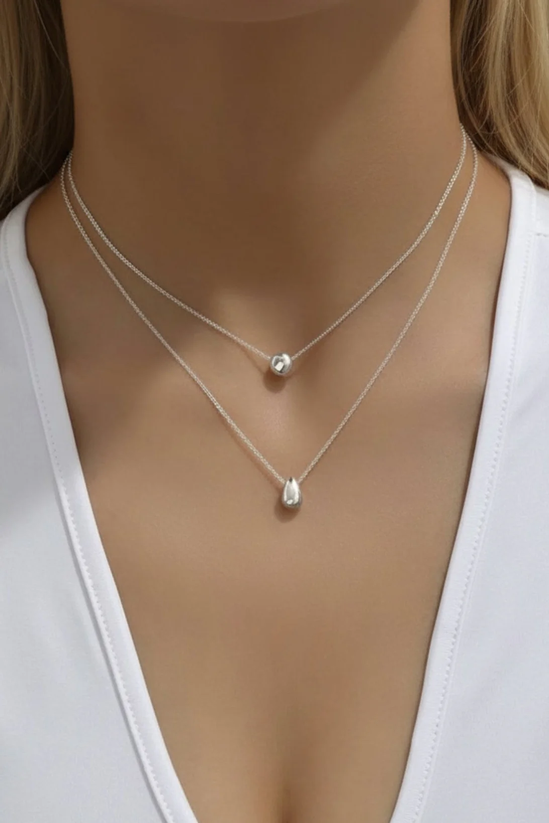 Larna Layered Necklace - Silver - Image 2