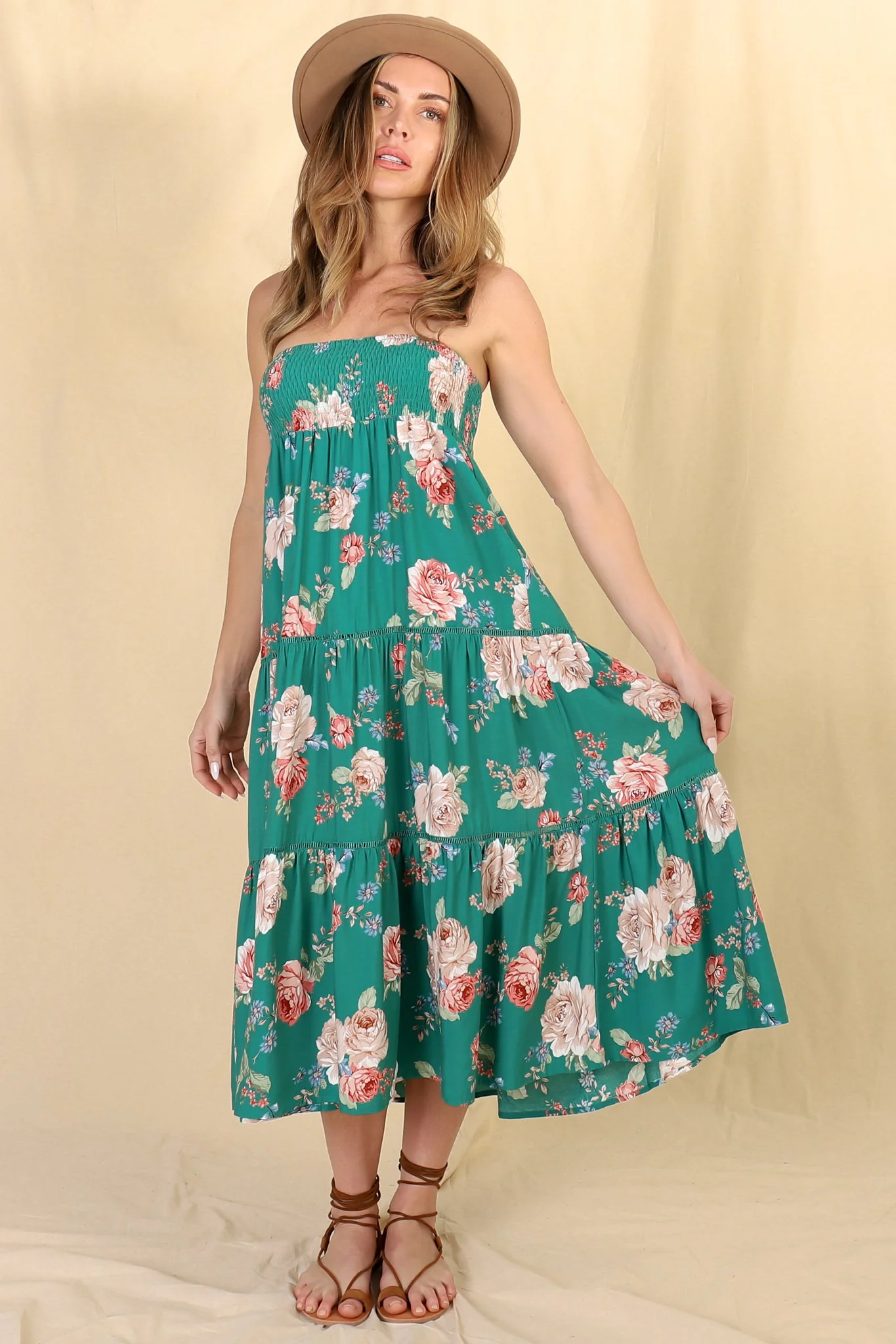 Louise Maxi Skirt/Midi Dress - Shirred Waistband Tiered Skirt or Dress in Floral Print - Image 14