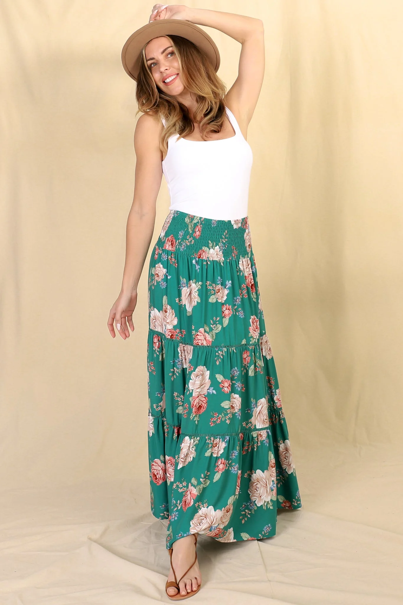 Louise Maxi Skirt/Midi Dress - Shirred Waistband Tiered Skirt or Dress in Floral Print - Image 18