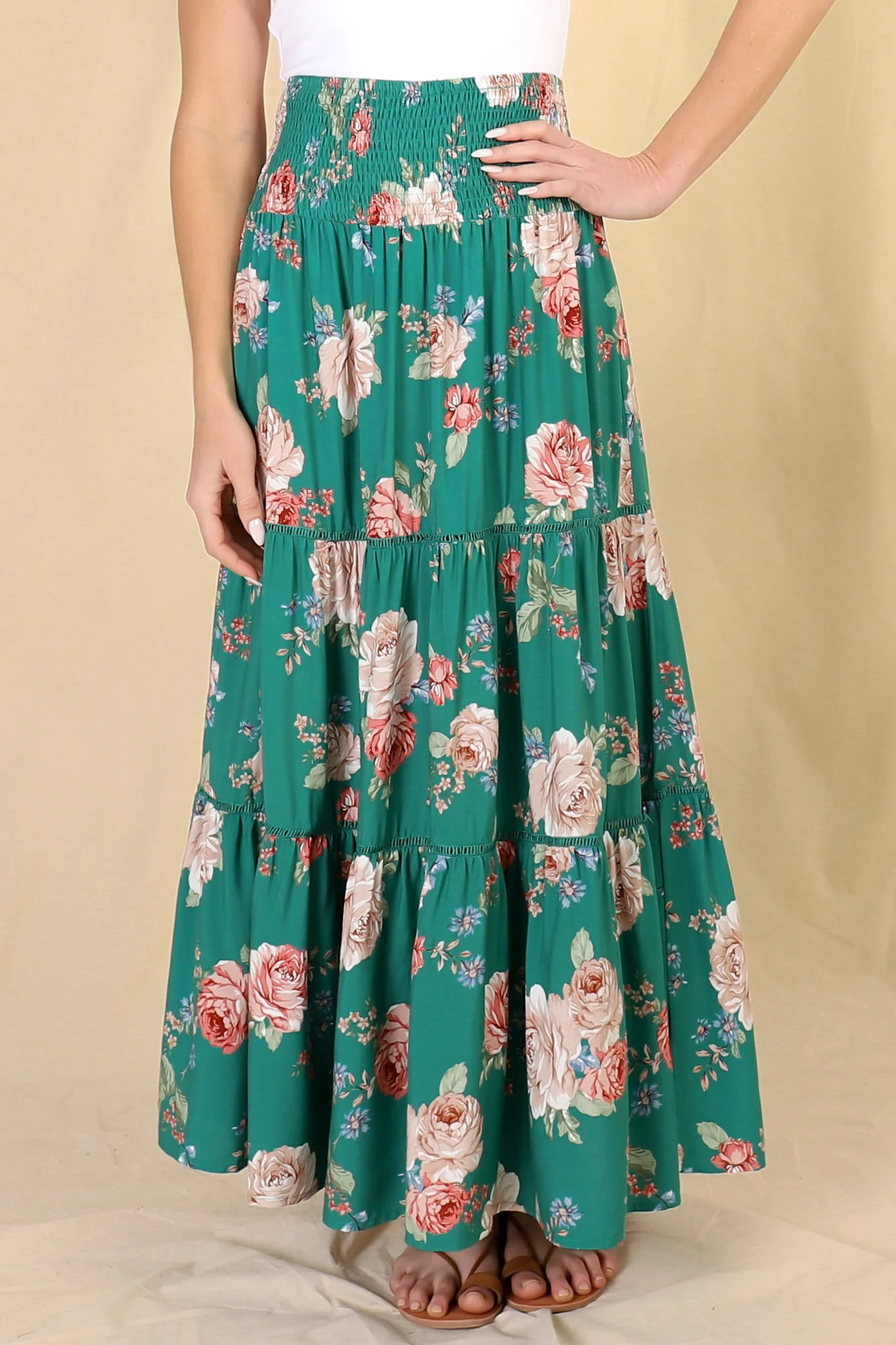 Louise Maxi Skirt/Midi Dress - Shirred Waistband Tiered Skirt or Dress in Floral Print - Image 21