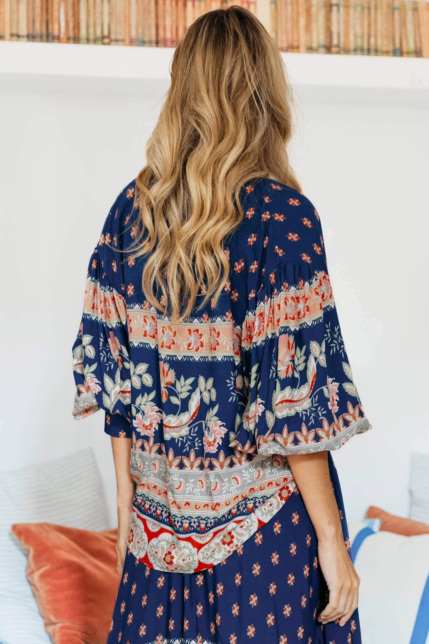 JAASE - Marfa Top: V Neck Pull Over Blouse with Neck Tie in Asha Print - Image 5