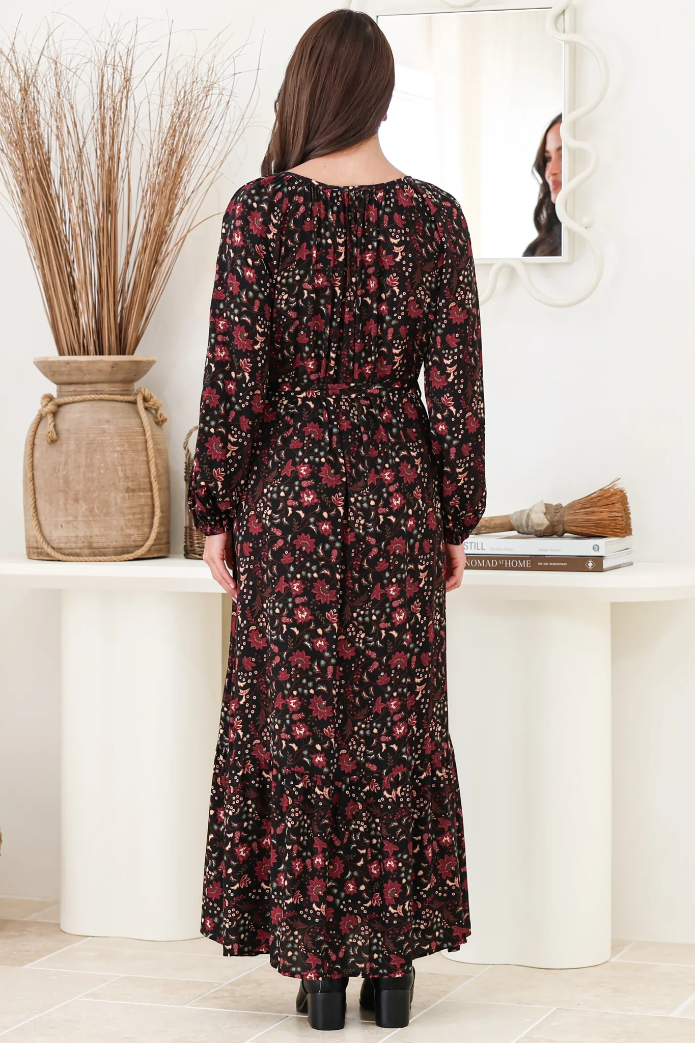 Maury Maxi Dress - V Neck Button Down Dress with Waist Tie in Nanushka Print - Image 8