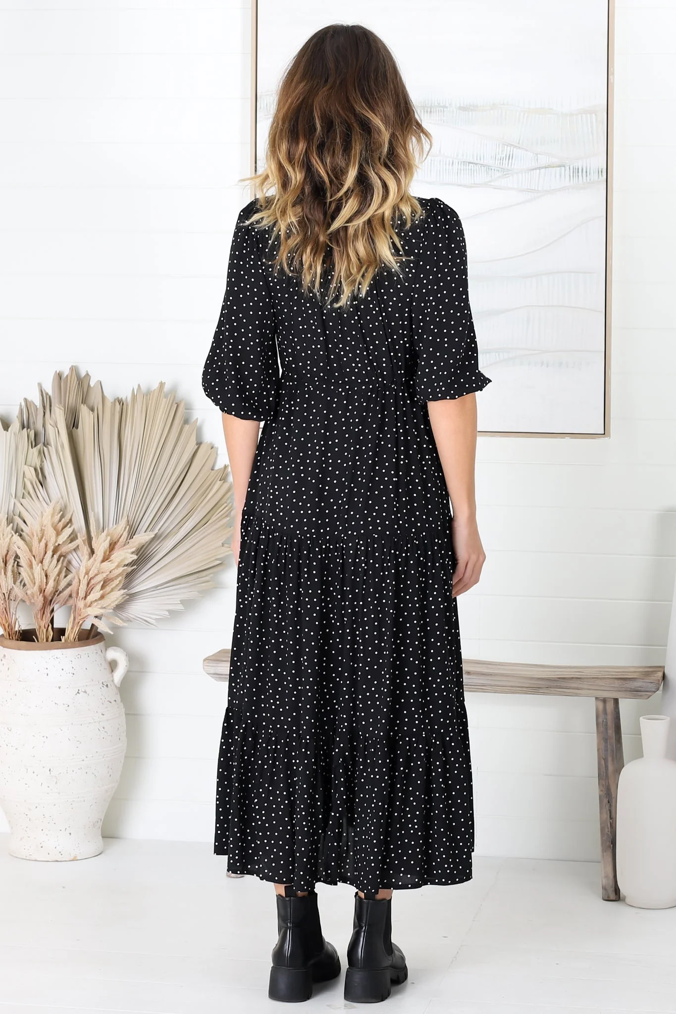 Montania Maxi Dress - Buttoned Bodice Pull in Waist Dress - Image 14