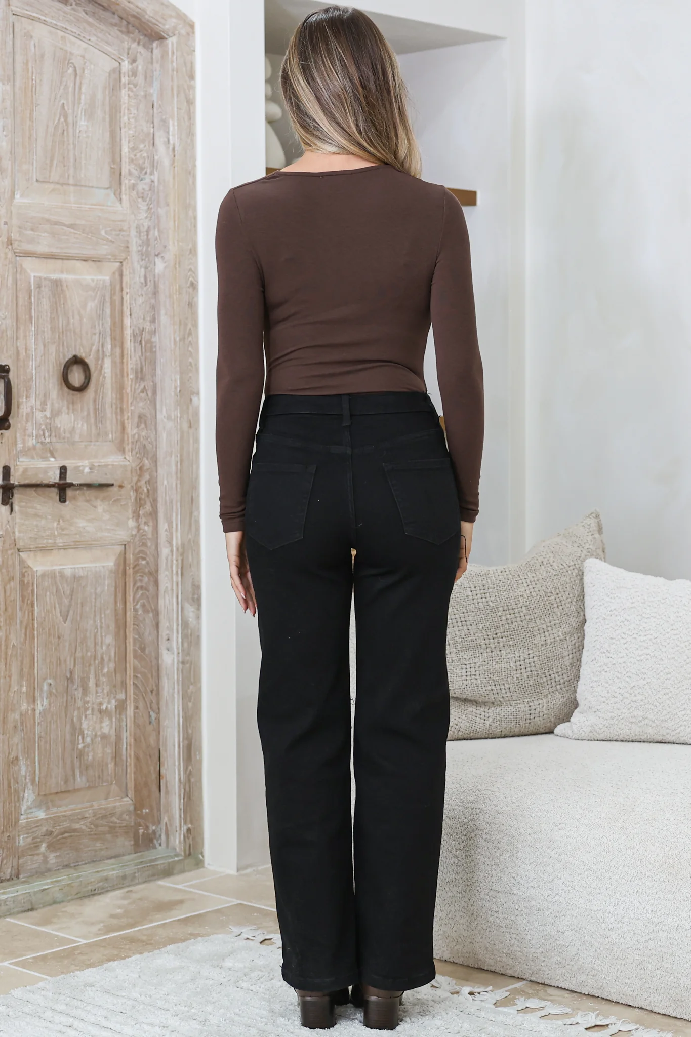Paxon Jeans - High Waisted Bootcut Jeans in Black - Image 6