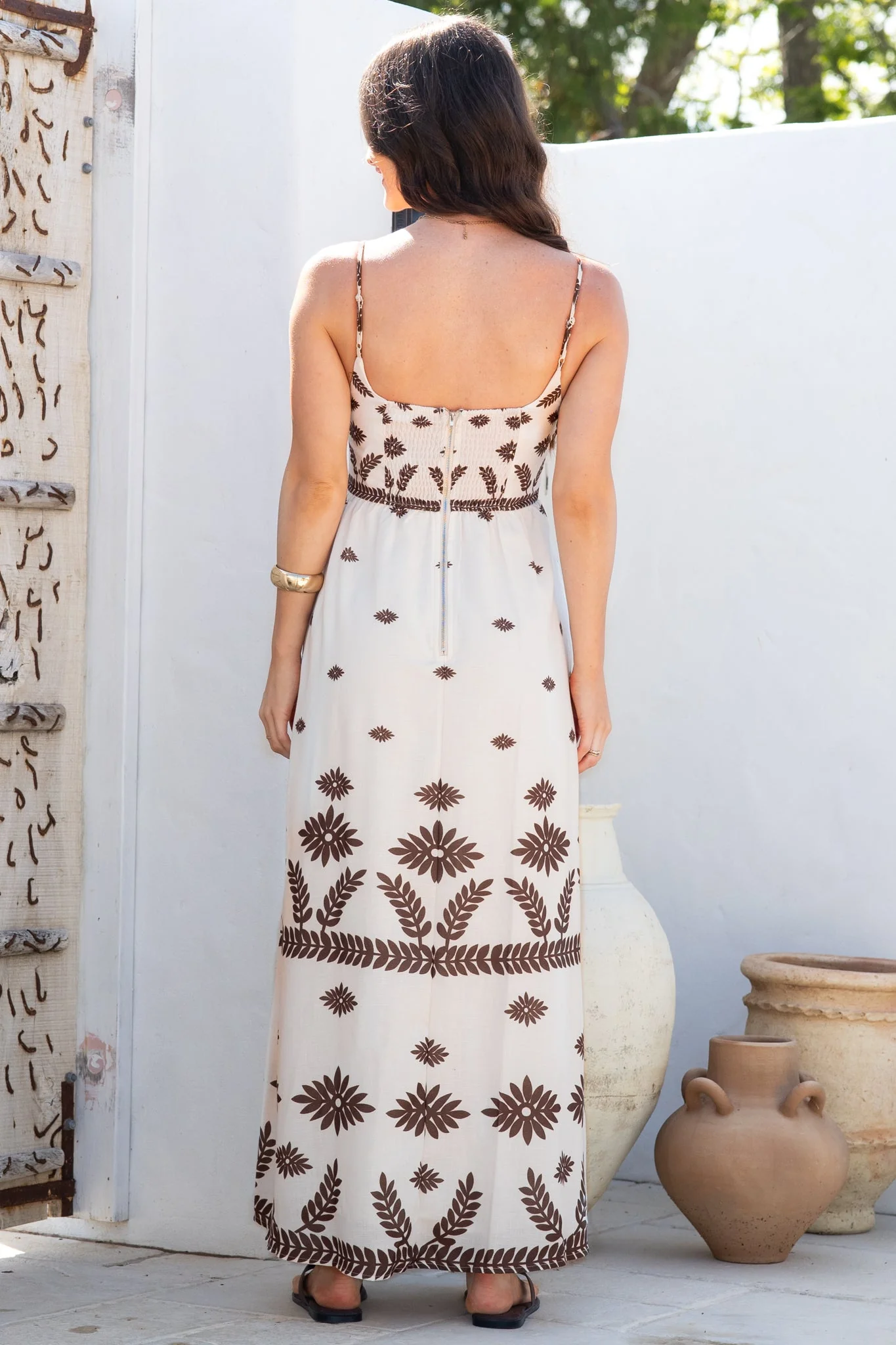 Phoebe Maxi Dress - A-Line Sun Dress with Pockets and Adjustable Straps in Vianella Print - Image 9