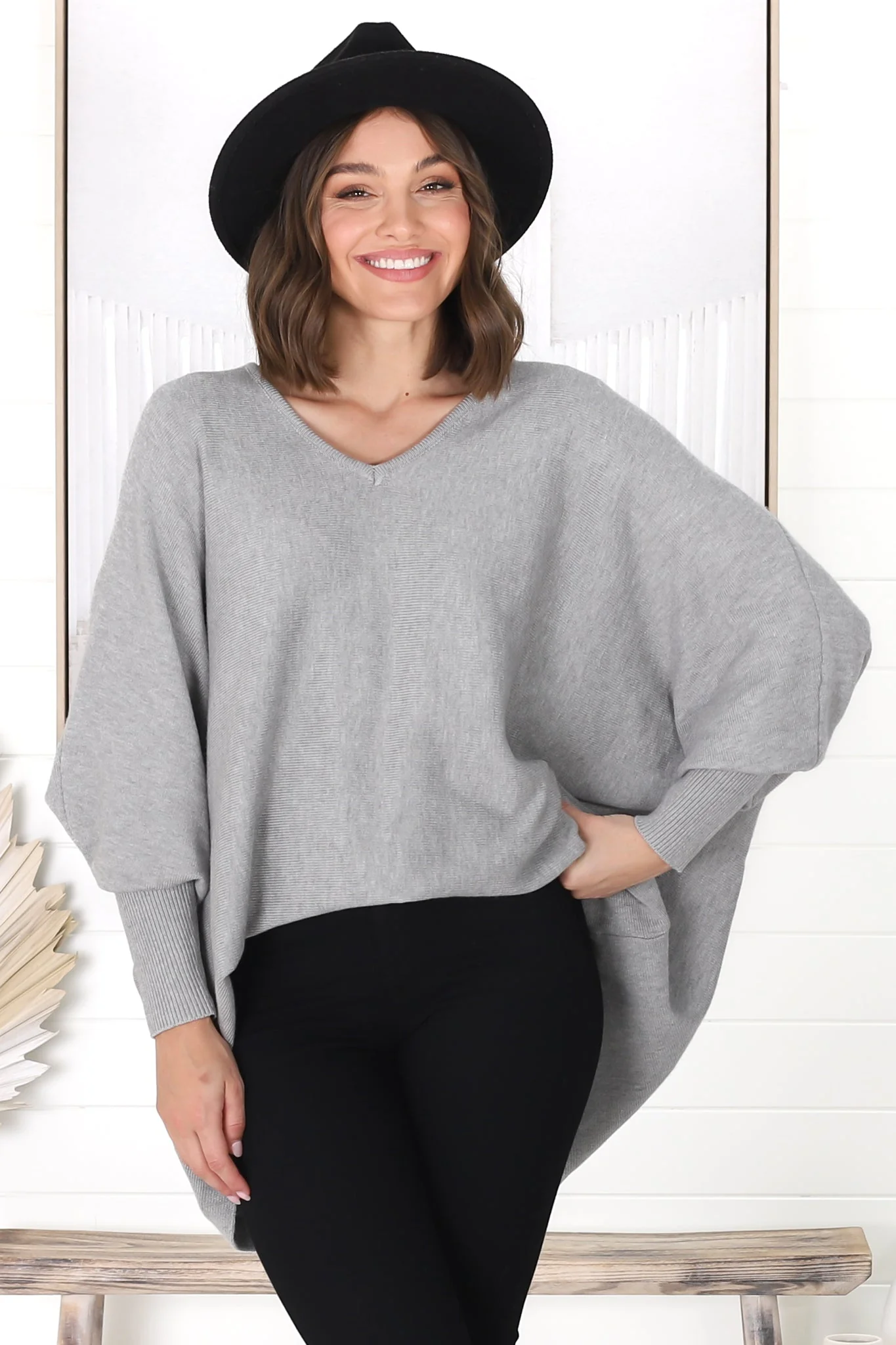 Pier Jumper - Oversized Batwing Knit Jumper in Grey - Image 10