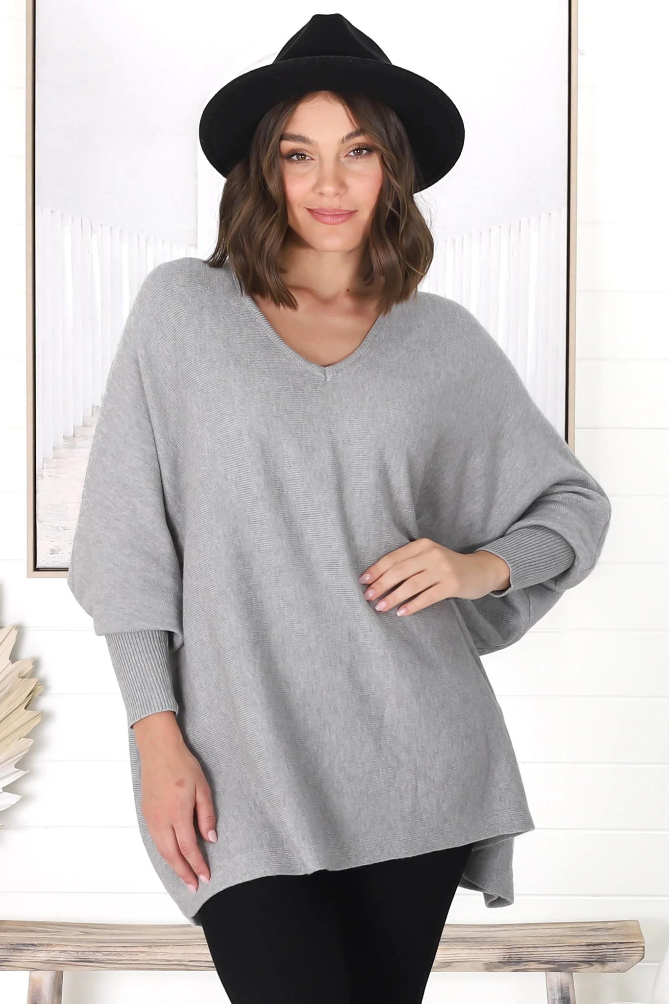 Pier Jumper - Oversized Batwing Knit Jumper in Grey - Image 13