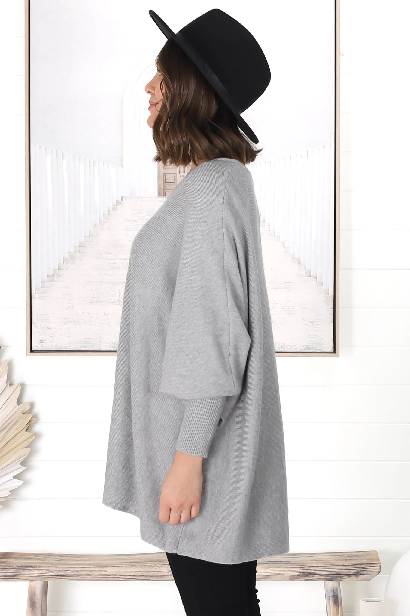 Pier Jumper - Oversized Batwing Knit Jumper in Grey - Image 18