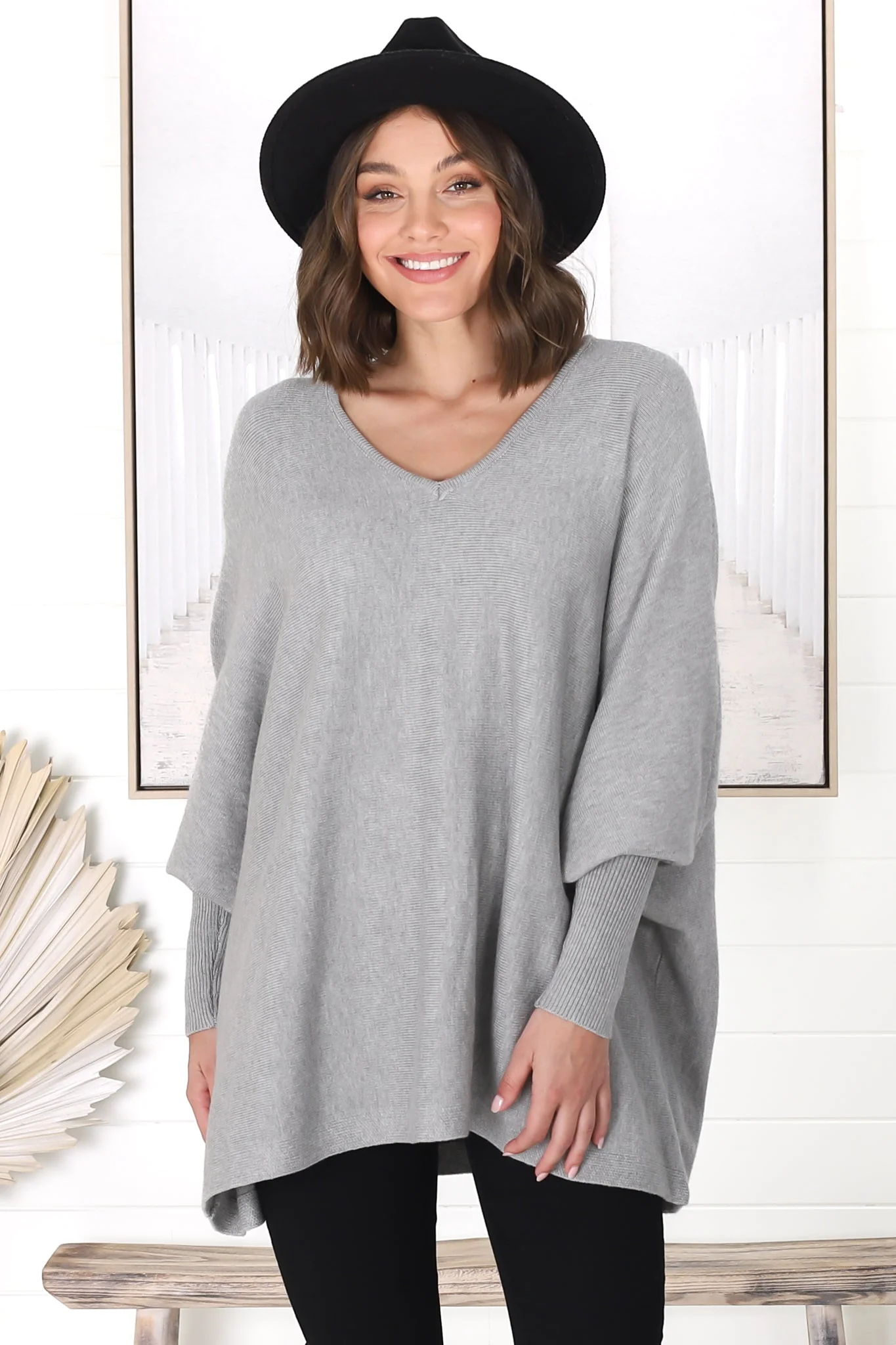 Pier Jumper - Oversized Batwing Knit Jumper in Grey - Image 3