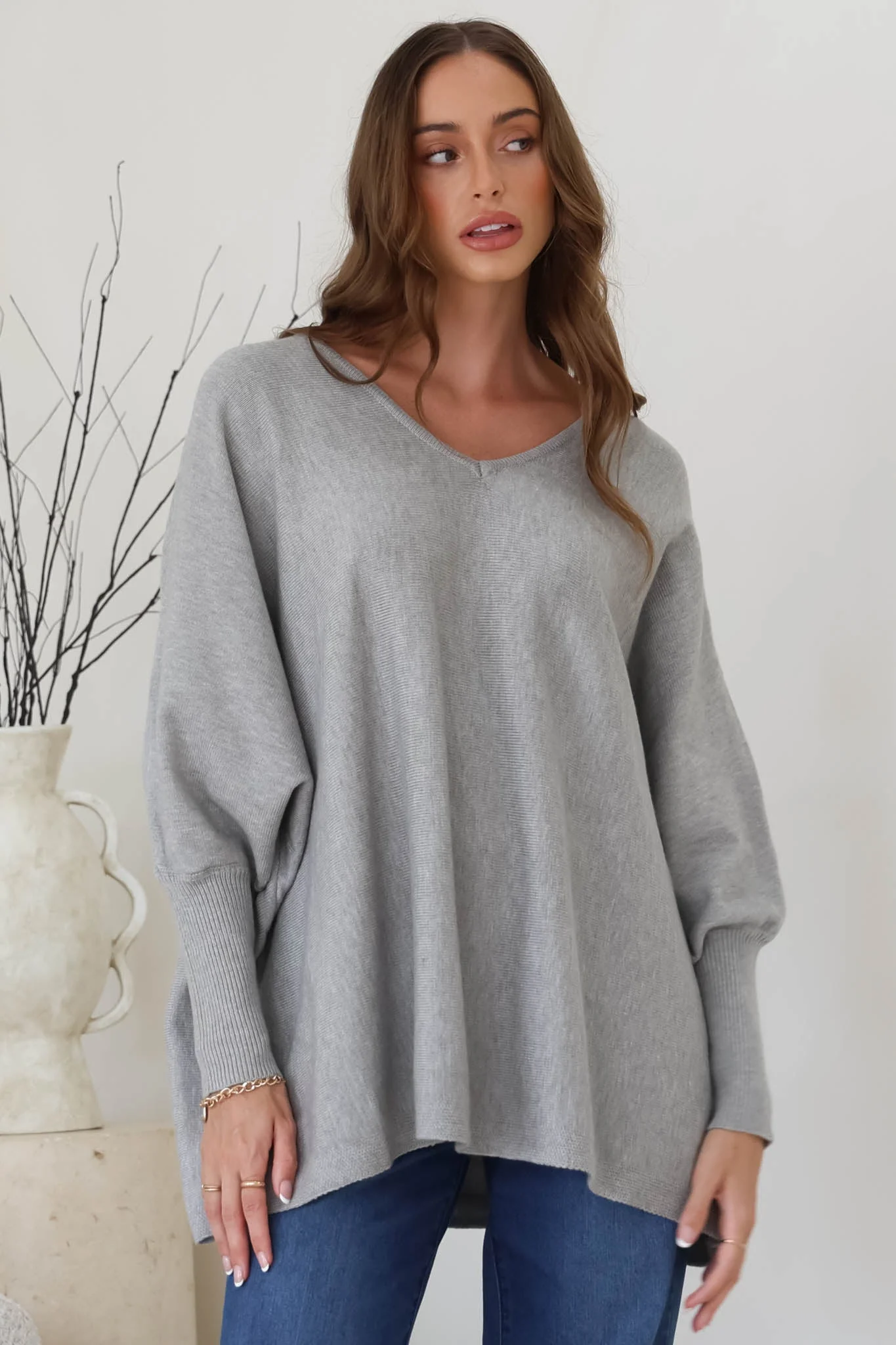 Pier Jumper - Oversized Batwing Knit Jumper in Grey - Image 8