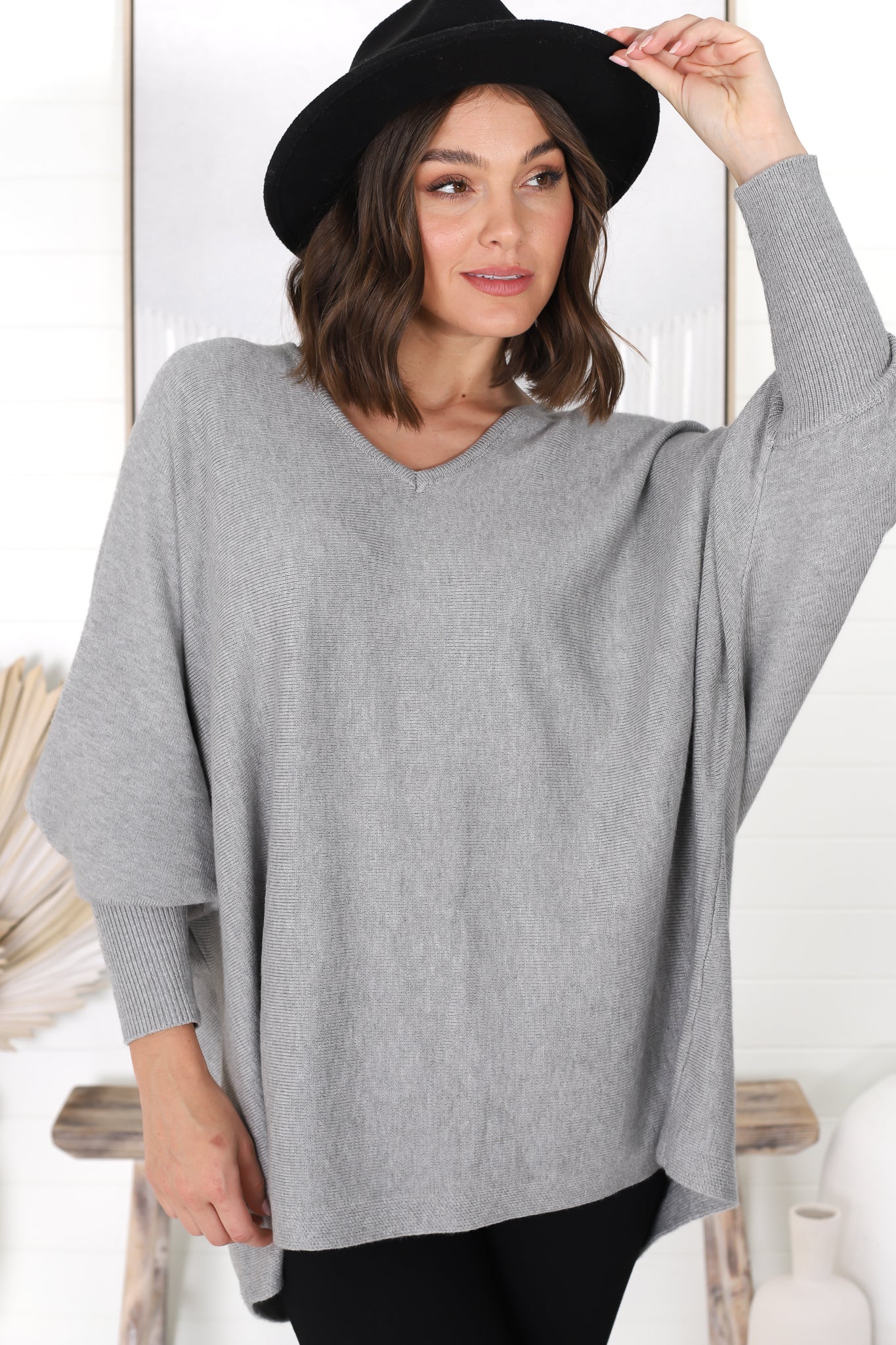 Pier Jumper - Oversized Batwing Knit Jumper in Grey - Image 9