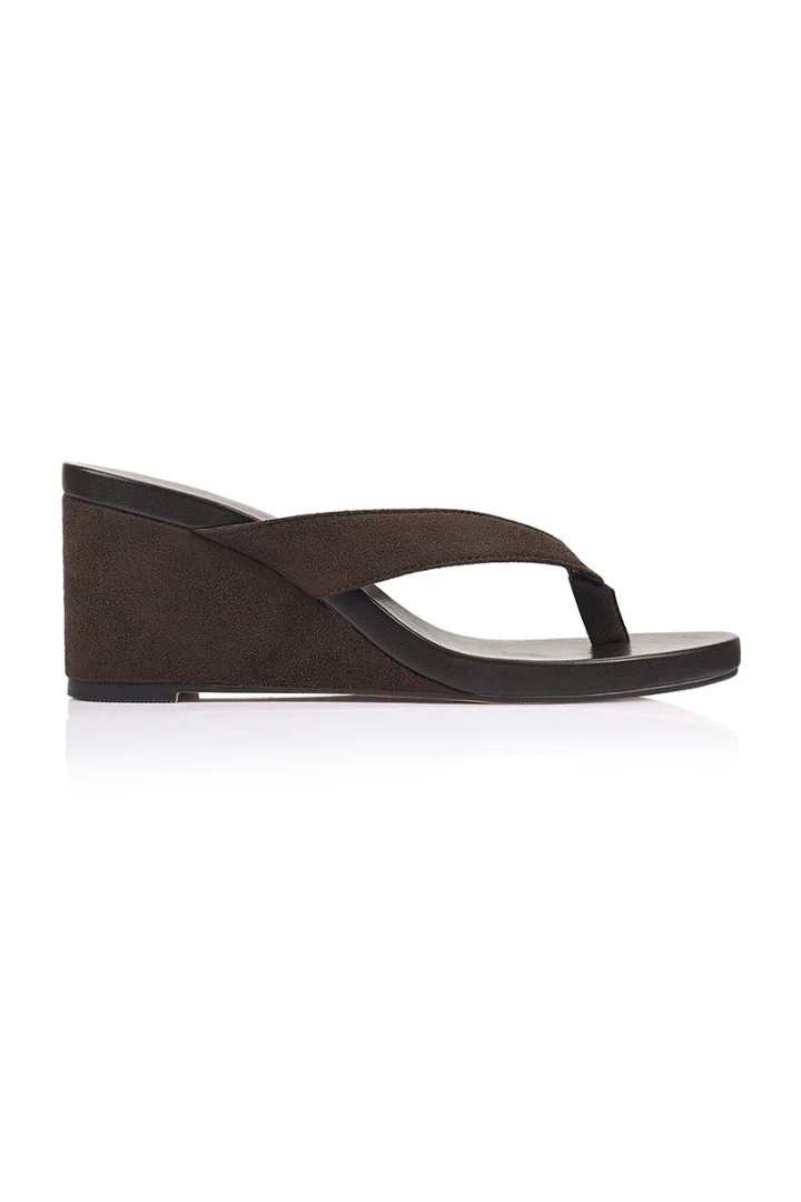 Polly Thong Wedges - Chocolate Brown Micro - Image 3