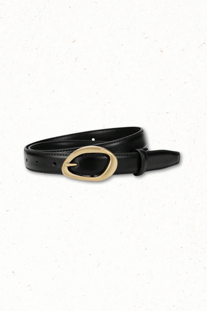 Quinn PU Leather Abstract Gold Buckle Thin Belt Set - Black/Brown - Image 10