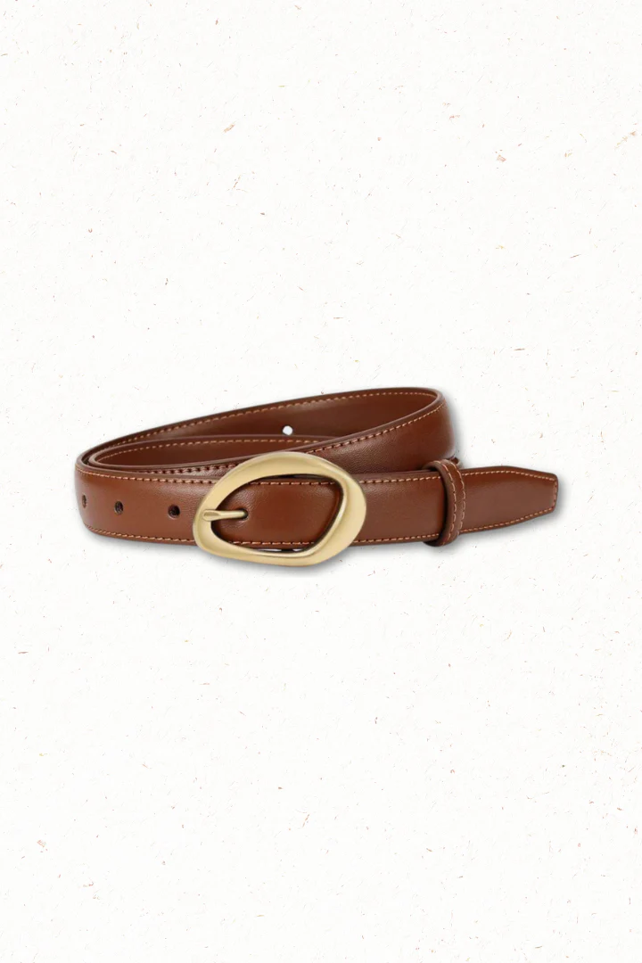 Quinn PU Leather Abstract Gold Buckle Thin Belt Set - Black/Brown - Image 11