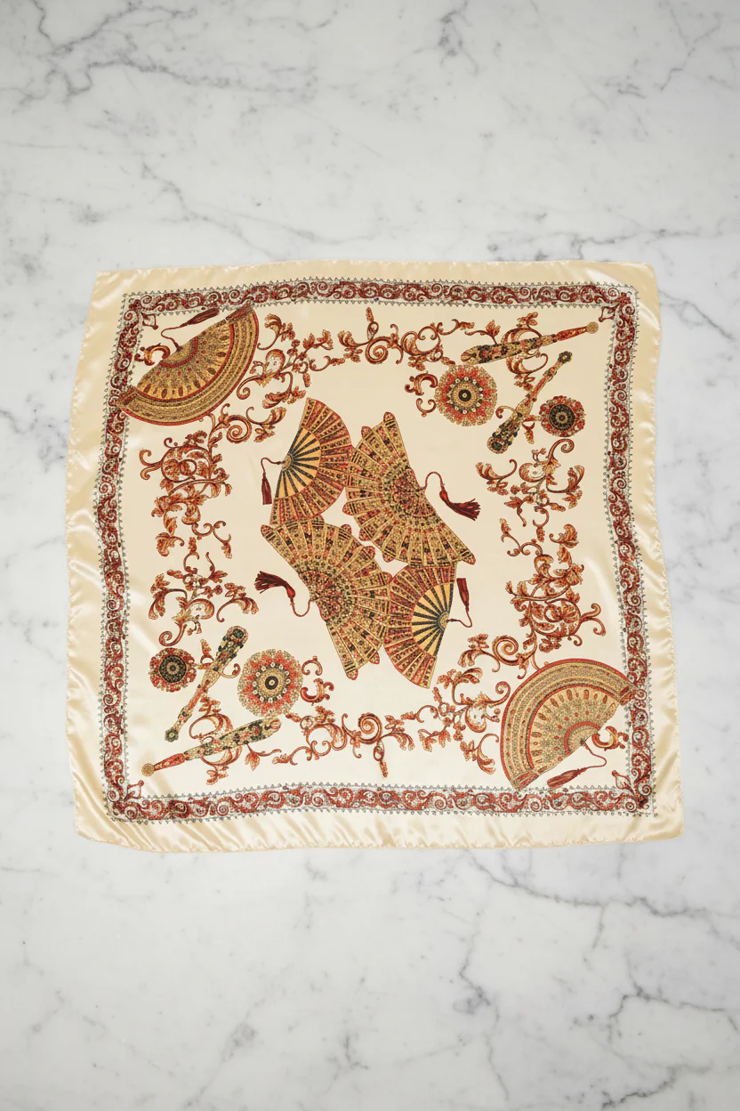 Rayne Scarf - Fan Print Beige - Image 7