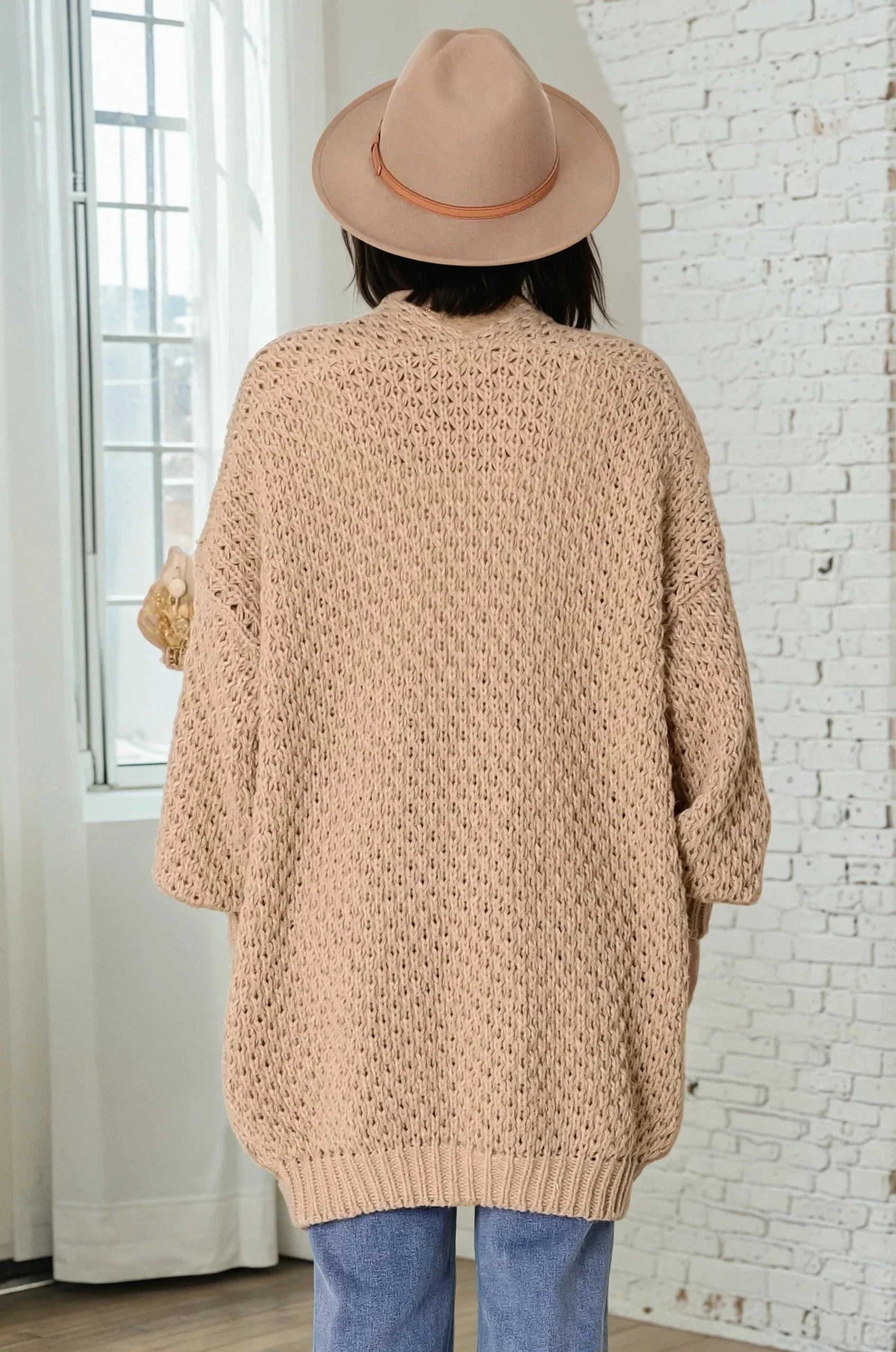 Ricki Cardigan - Open Front Chunky Knit Cardigan in Camel - Image 7