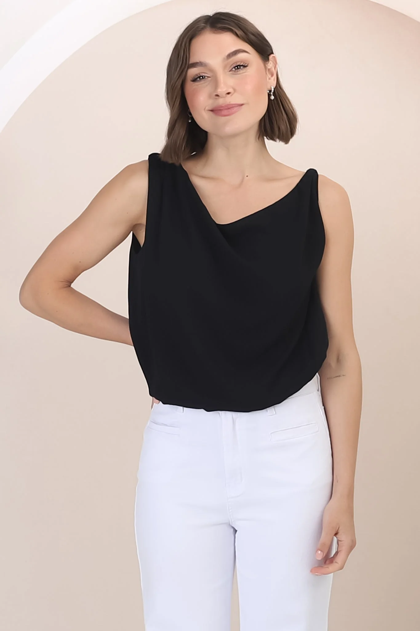 Rielle Top - One Shoulder Asymmetric Bodysuit in Black - Image 4