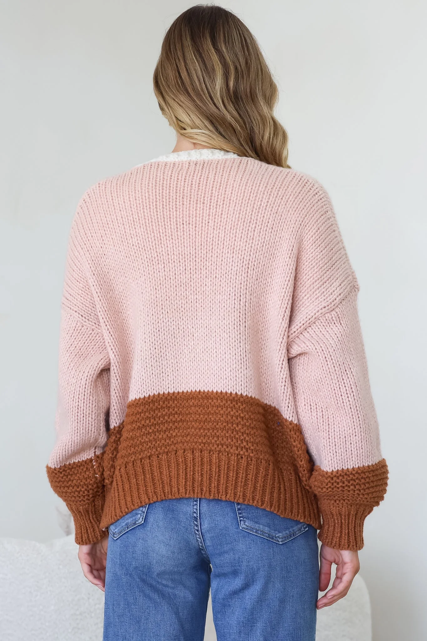 Rosie Cardigan - Cropped Colour Block Cardigan in Coco Blush - Image 8
