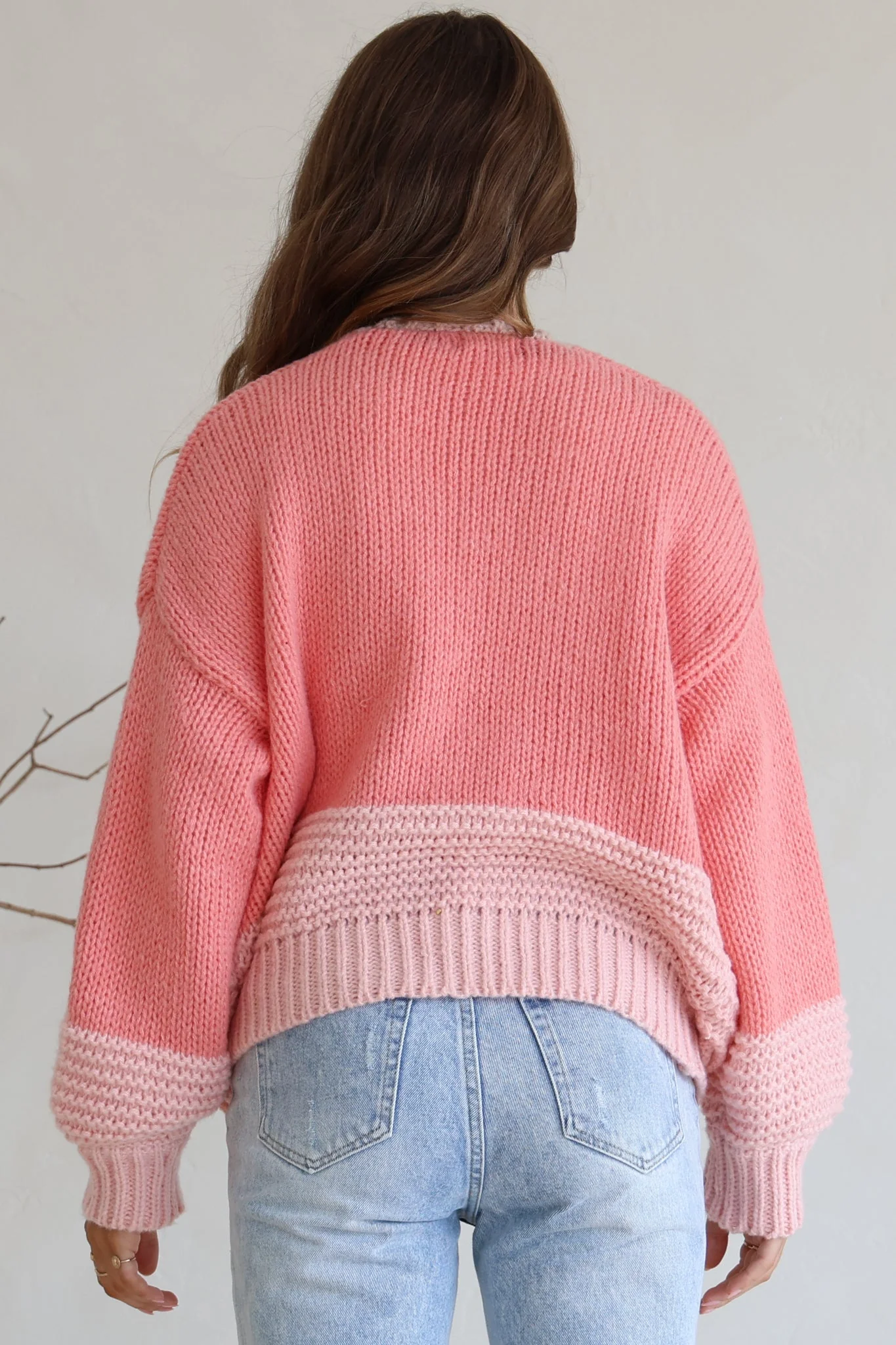 Rosie Cardigan - Cropped Colour Block Cardigan in Pink - Image 8