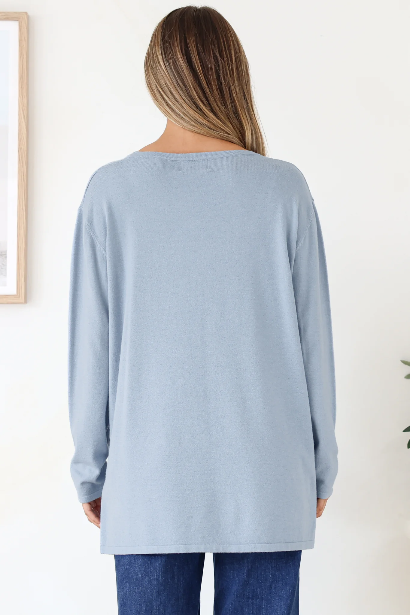 Rylee Jumper - Crew Neck Long Sleeve Pullover with Side Splits in Powder Blue - Image 8