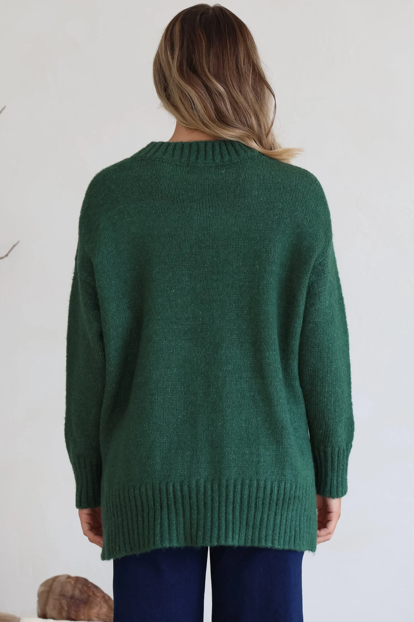 Sammy Jumper - Crew Neck Ribbed Shark Bite Hemline Jumper in Green - Image 8