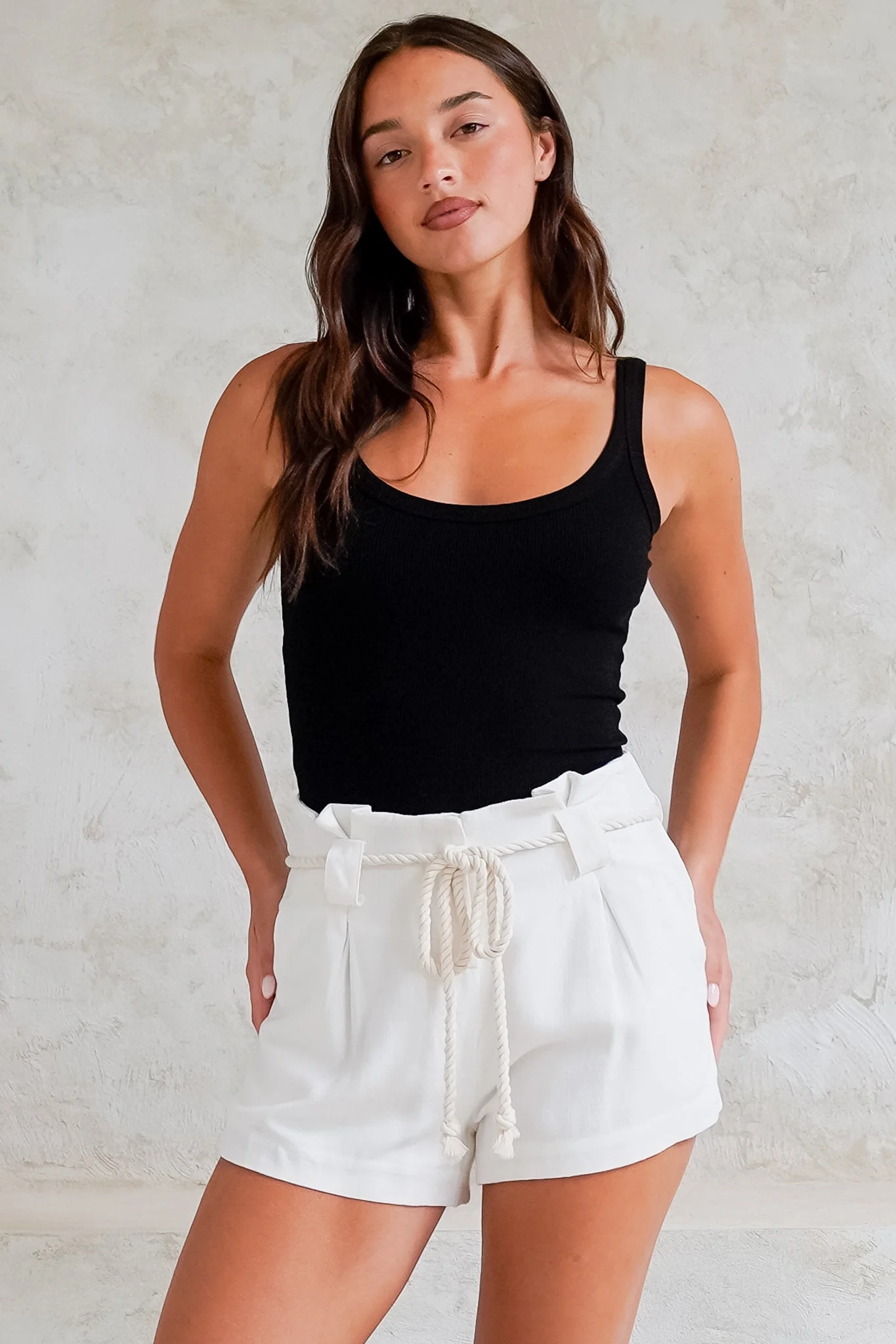 Sandy Shorts - High Waisted with Side Pockets in White - Image 3