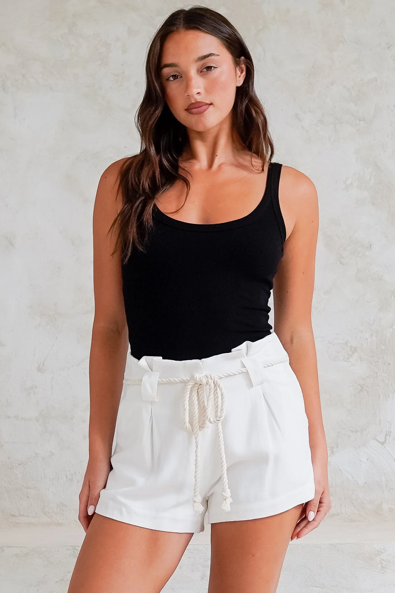Sandy Shorts - High Waisted with Side Pockets in White - Image 4
