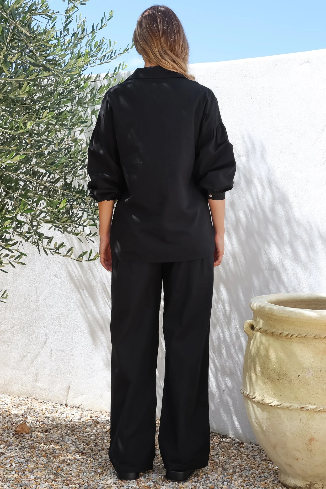 Sawyer Set - Collared Button Down Shirt and Pant Set in Black - Image 8