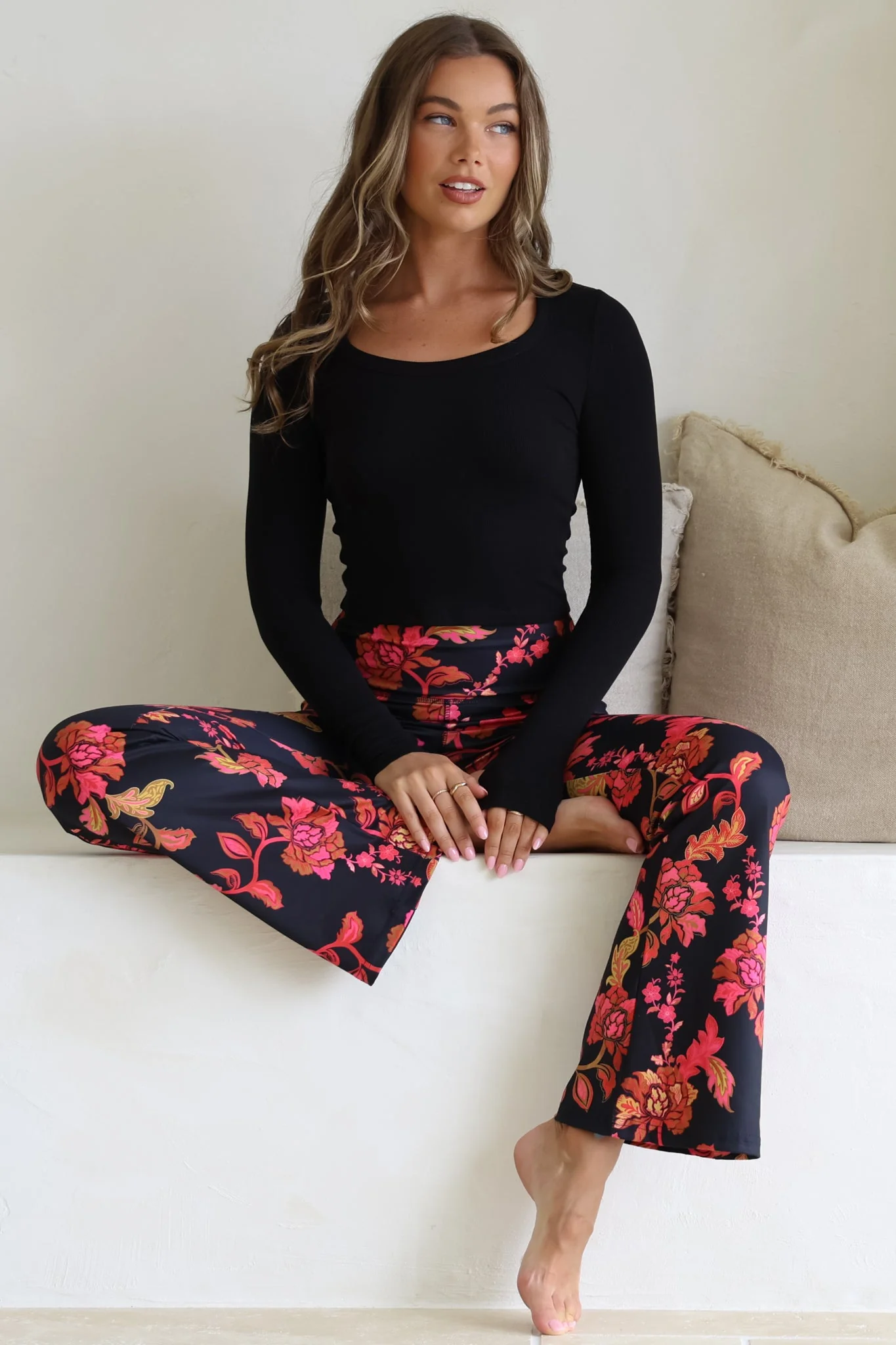 Scarlett Pants - High Waisted Flare Pants In Valerie Print - Image 3