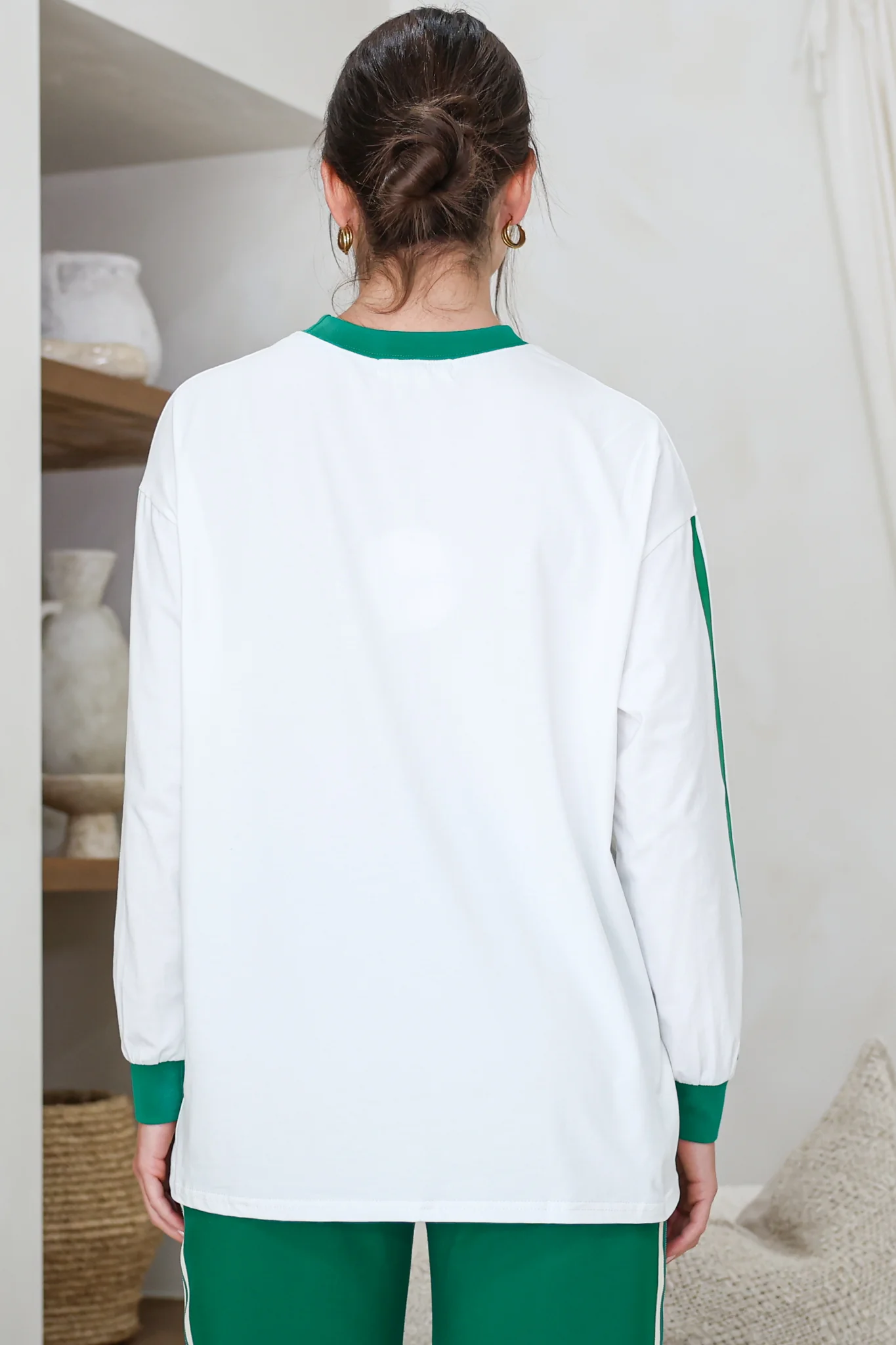 Senorita Margarita Long Sleeve Tee - Crew Neck Contrast Stripe Graphic T-Shirt in White - Image 7