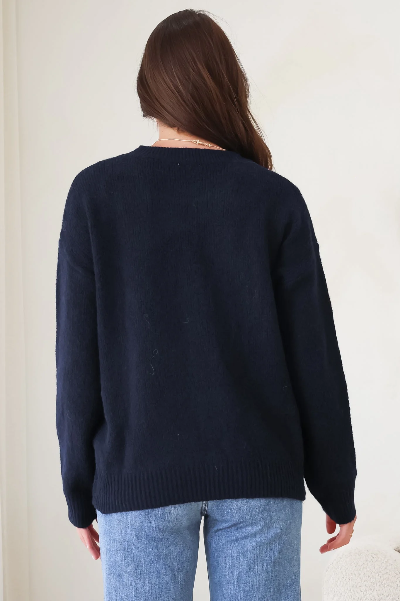 Shelby Jumper - Cowgirl Boot Graphic Long Sleeve Knit in Navy - Image 6