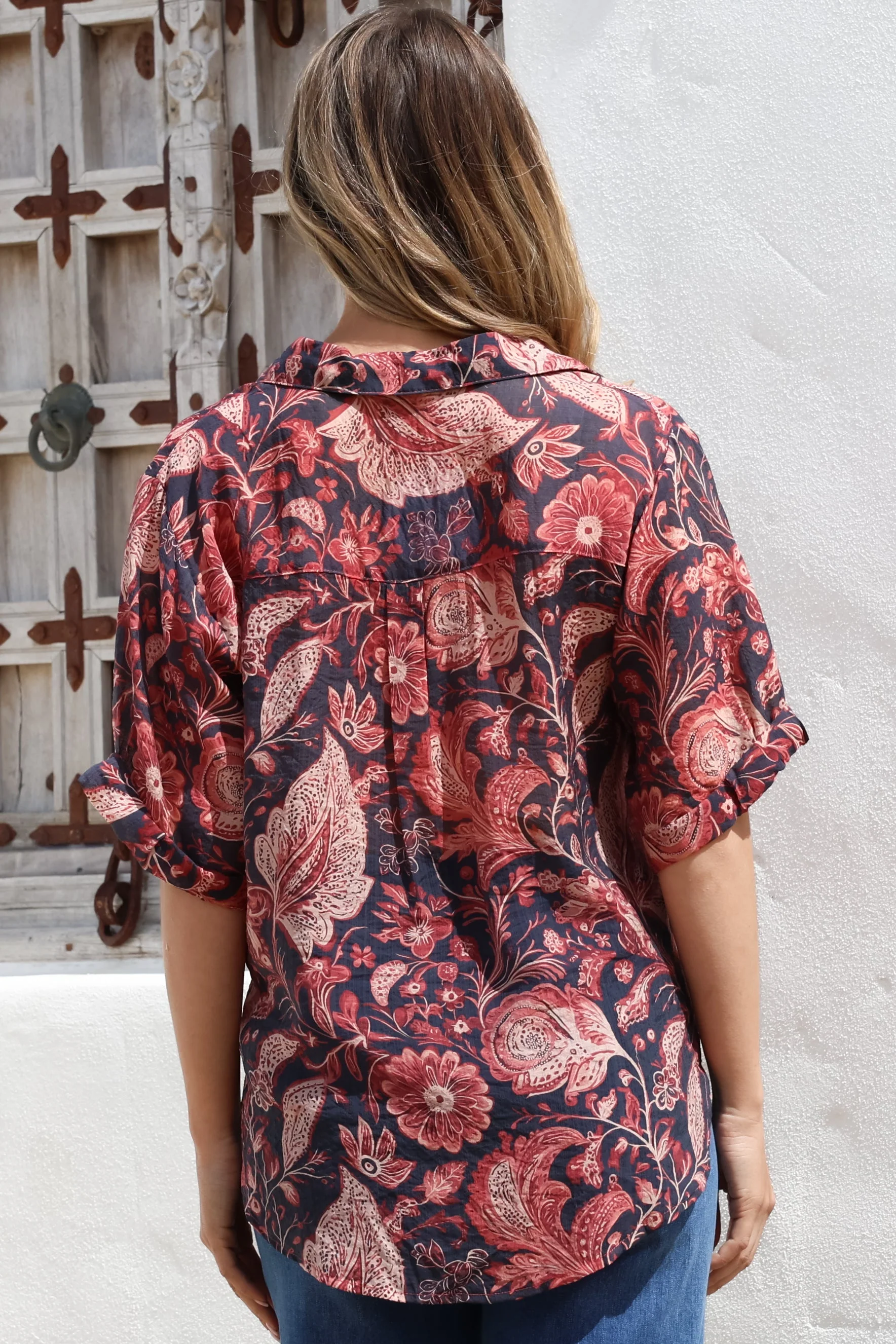 Shelly Shirt - Collared Button Down Shirt in Narah Print - Image 14