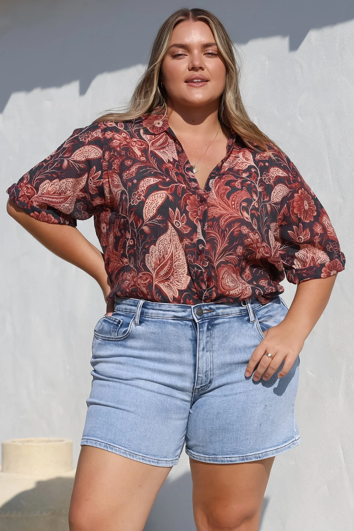 Shelly Shirt - Collared Button Down Shirt in Narah Print - Image 6