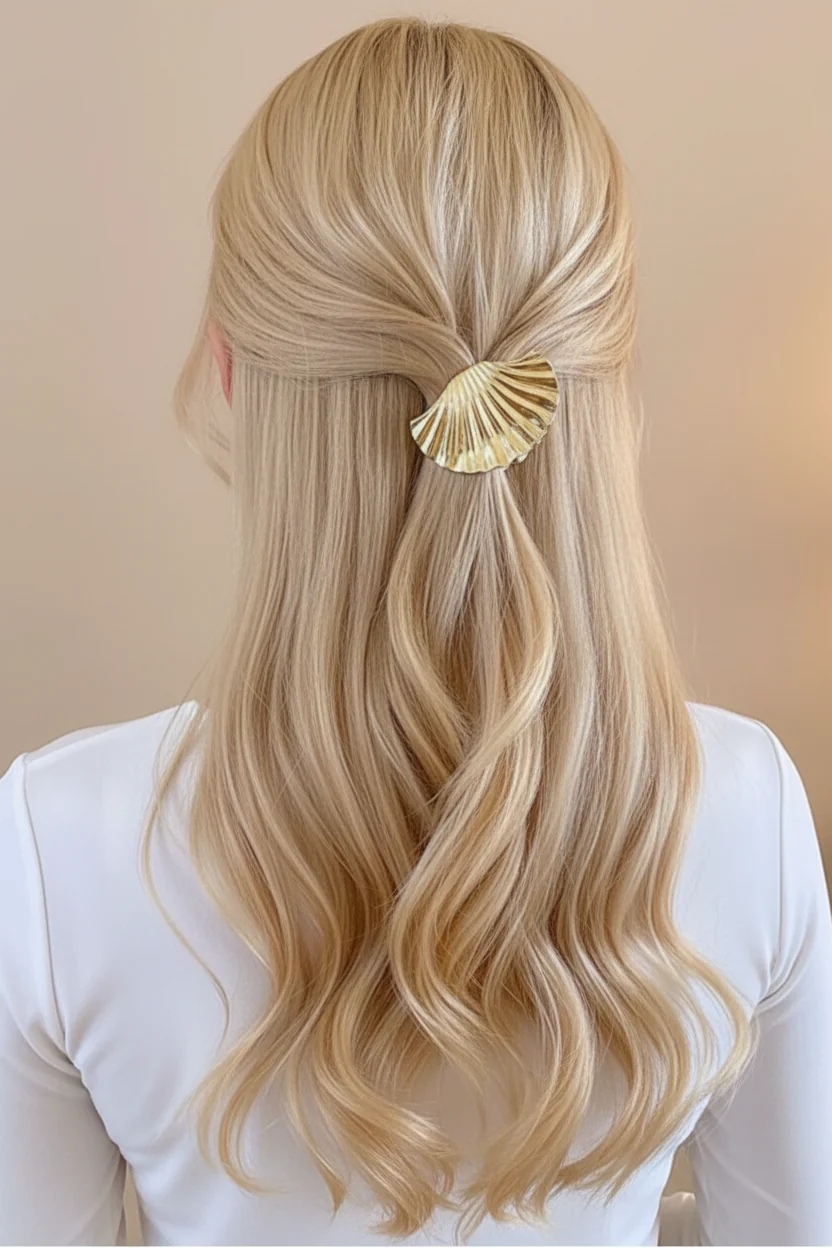 Talula Shell Hair Clips - Gold/Pearl - Image 2