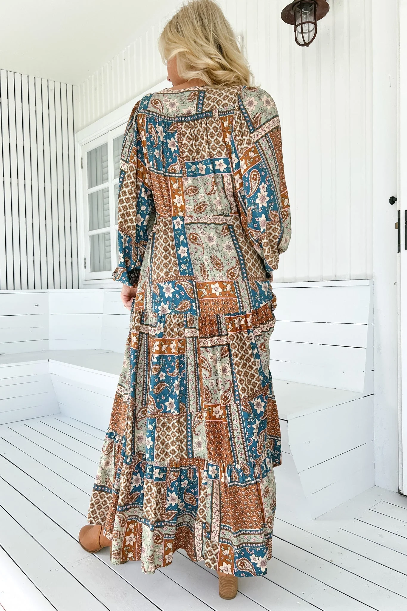 JAASE - Teresa Maxi Dress: A Line Dress with Long Balloon Sleeves in Izabelle Print - Image 10