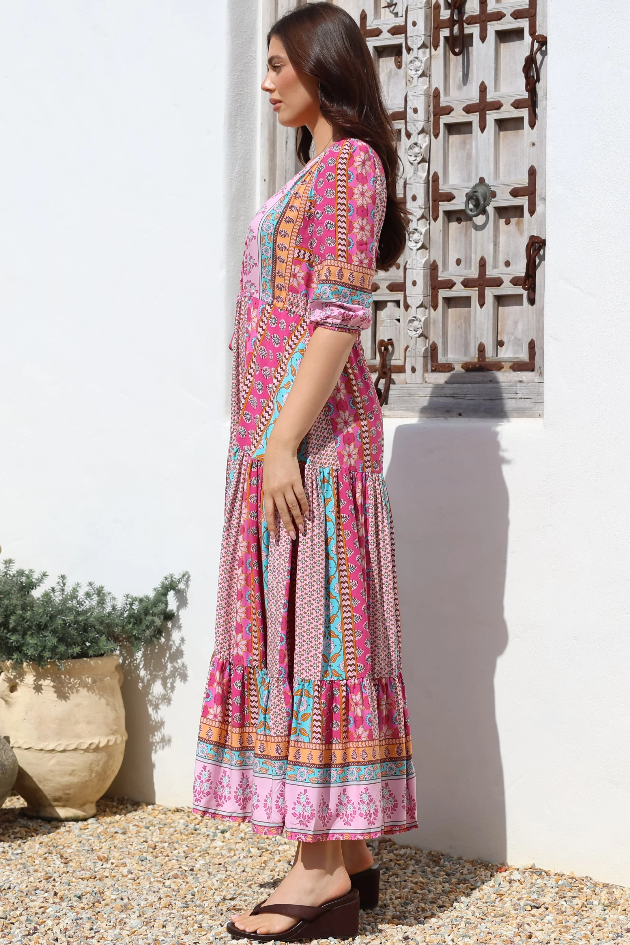 JAASE - Tessa Maxi Dress: A Line Pull Tie Waist Dress in Cedella Print - Image 8