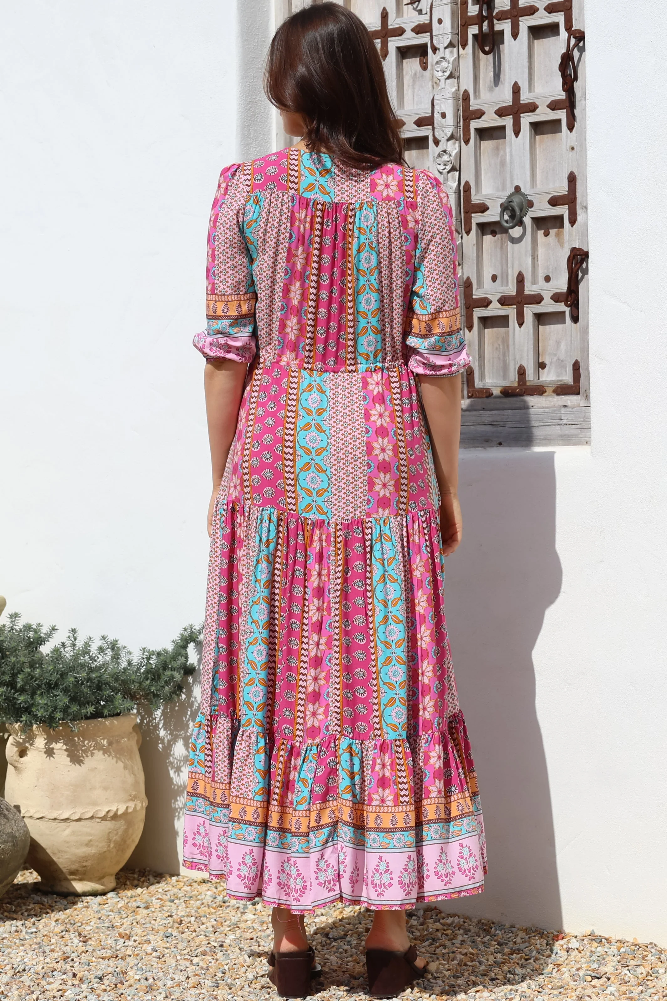 JAASE - Tessa Maxi Dress: A Line Pull Tie Waist Dress in Cedella Print - Image 9