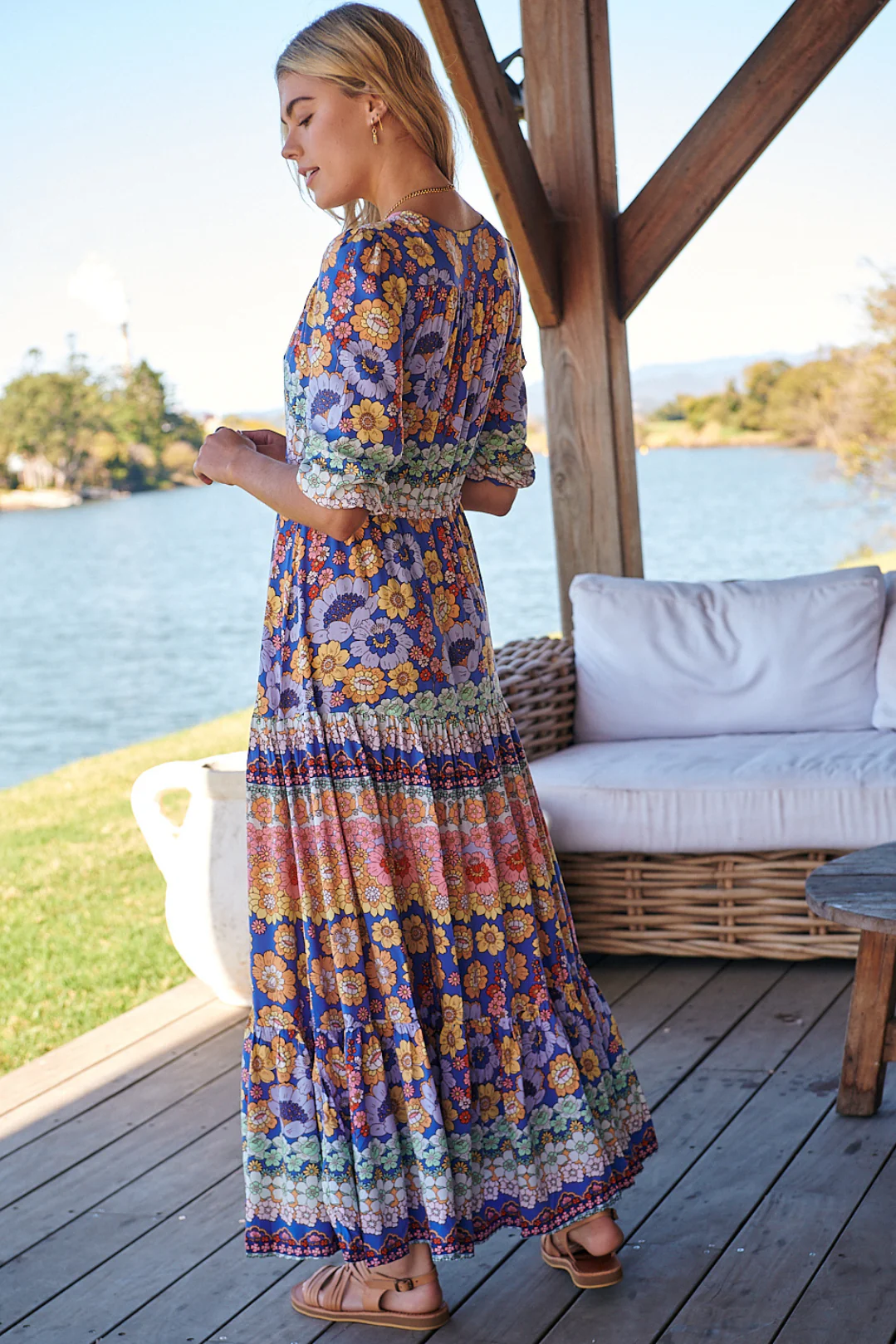 JAASE - Tessa Maxi Dress: A Line Pull Tie Waist Dress in Eden Print - Image 6
