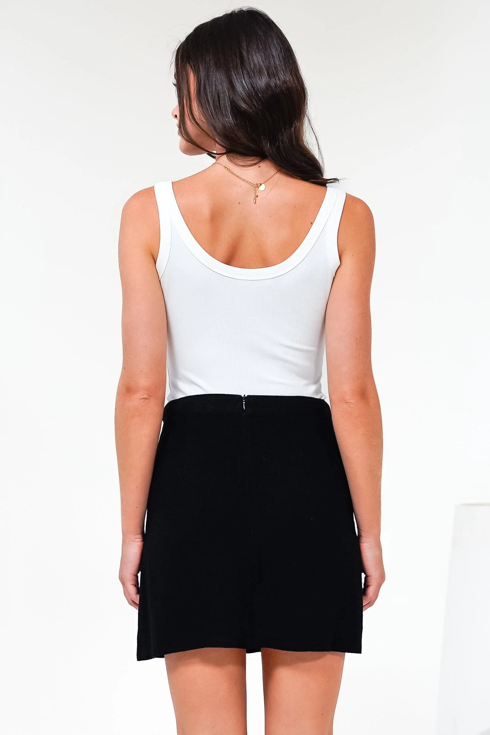 Tropicana Mini Skirt - High Waisted A-Line Skirt in Black - Image 8