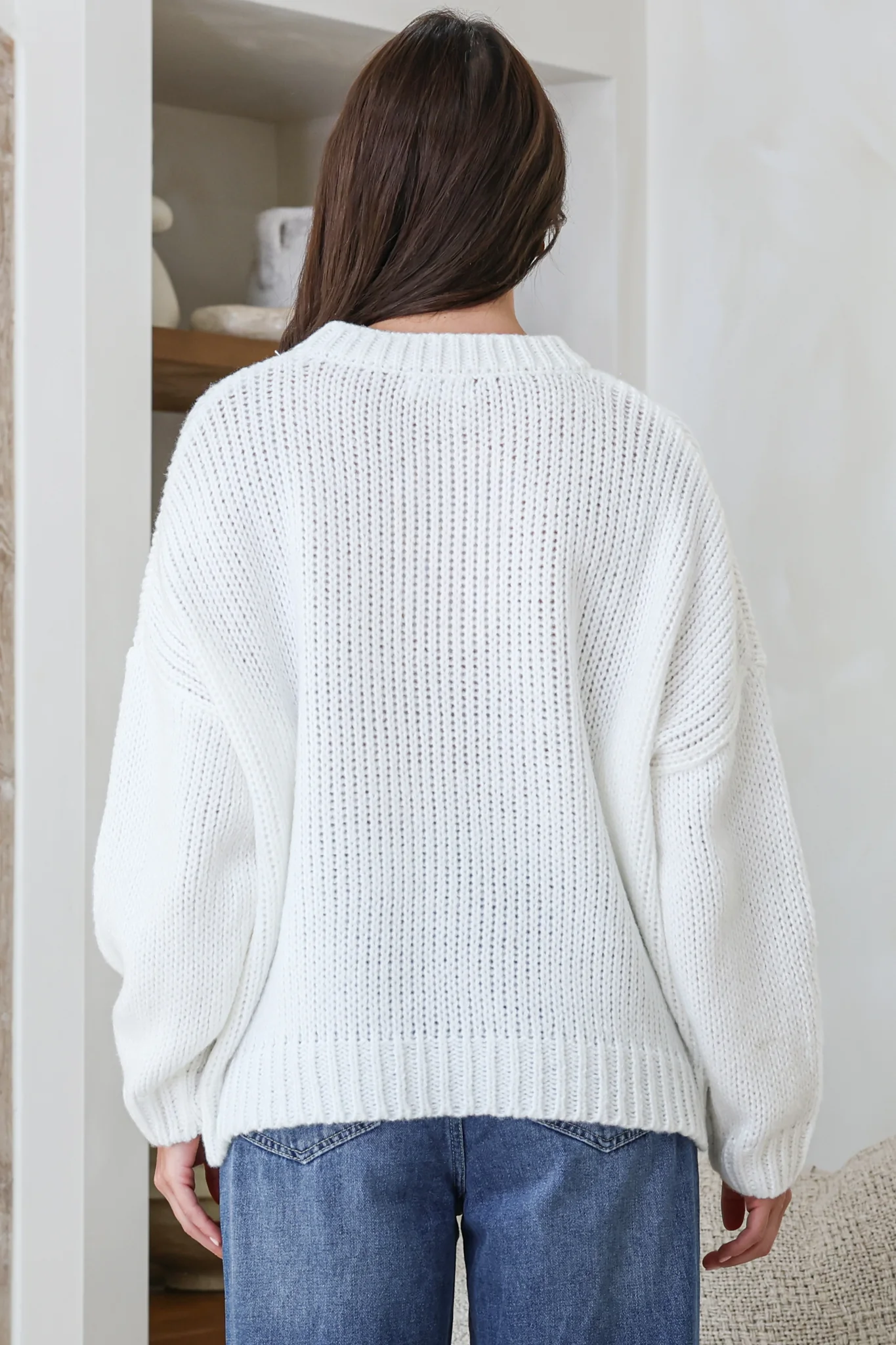 Wildflower Jumper - Chunky Knit Jumper with Flower Decals in White Multi - Image 6