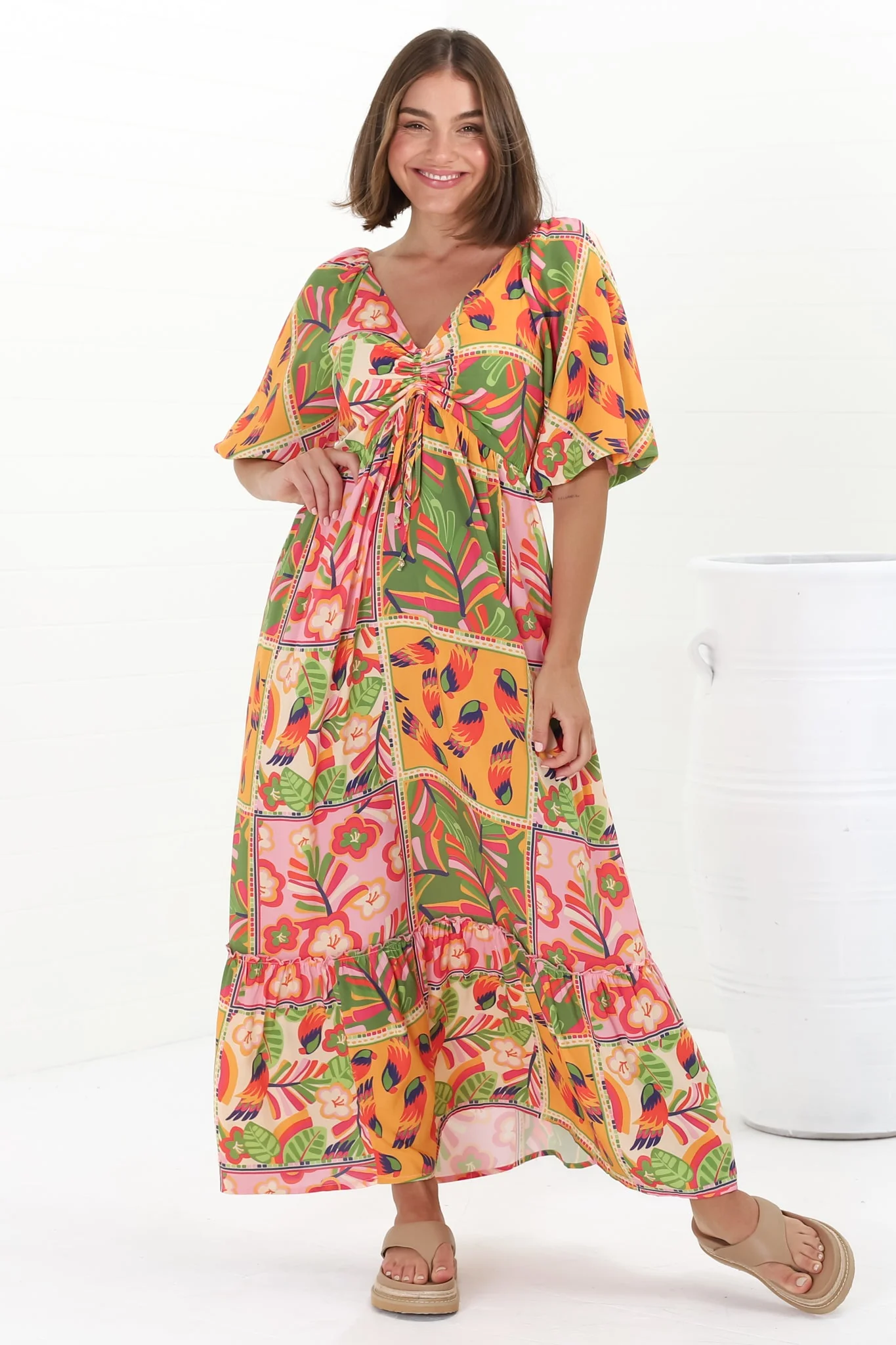 Yanna Maxi Dress - On or Off Shoulder A Line Dress with Elasticated Back in Labelle Print - Image 5