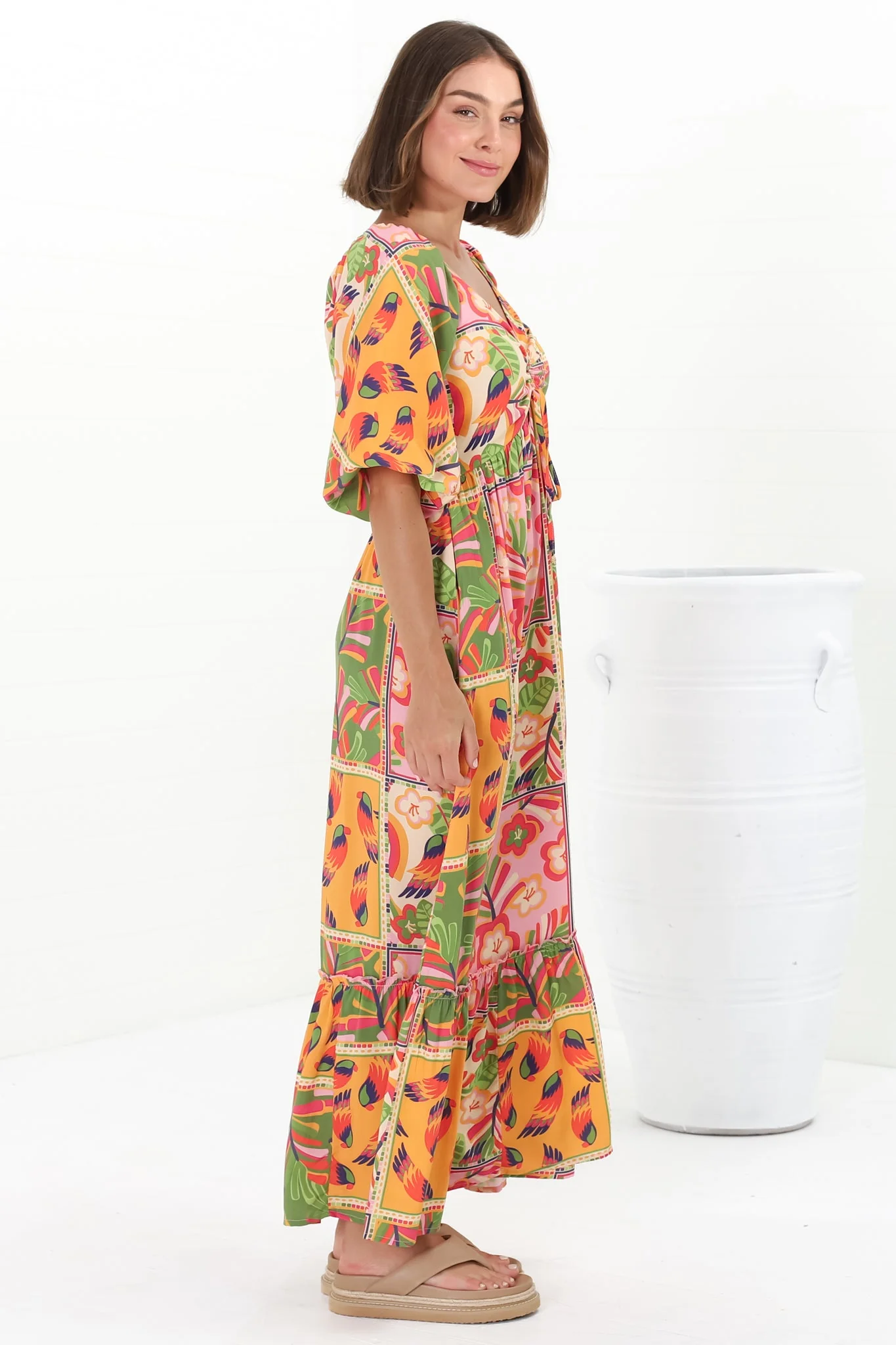 Yanna Maxi Dress - On or Off Shoulder A Line Dress with Elasticated Back in Labelle Print - Image 7