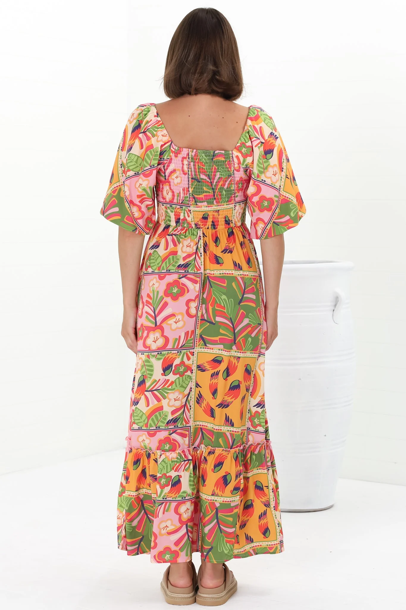 Yanna Maxi Dress - On or Off Shoulder A Line Dress with Elasticated Back in Labelle Print - Image 8