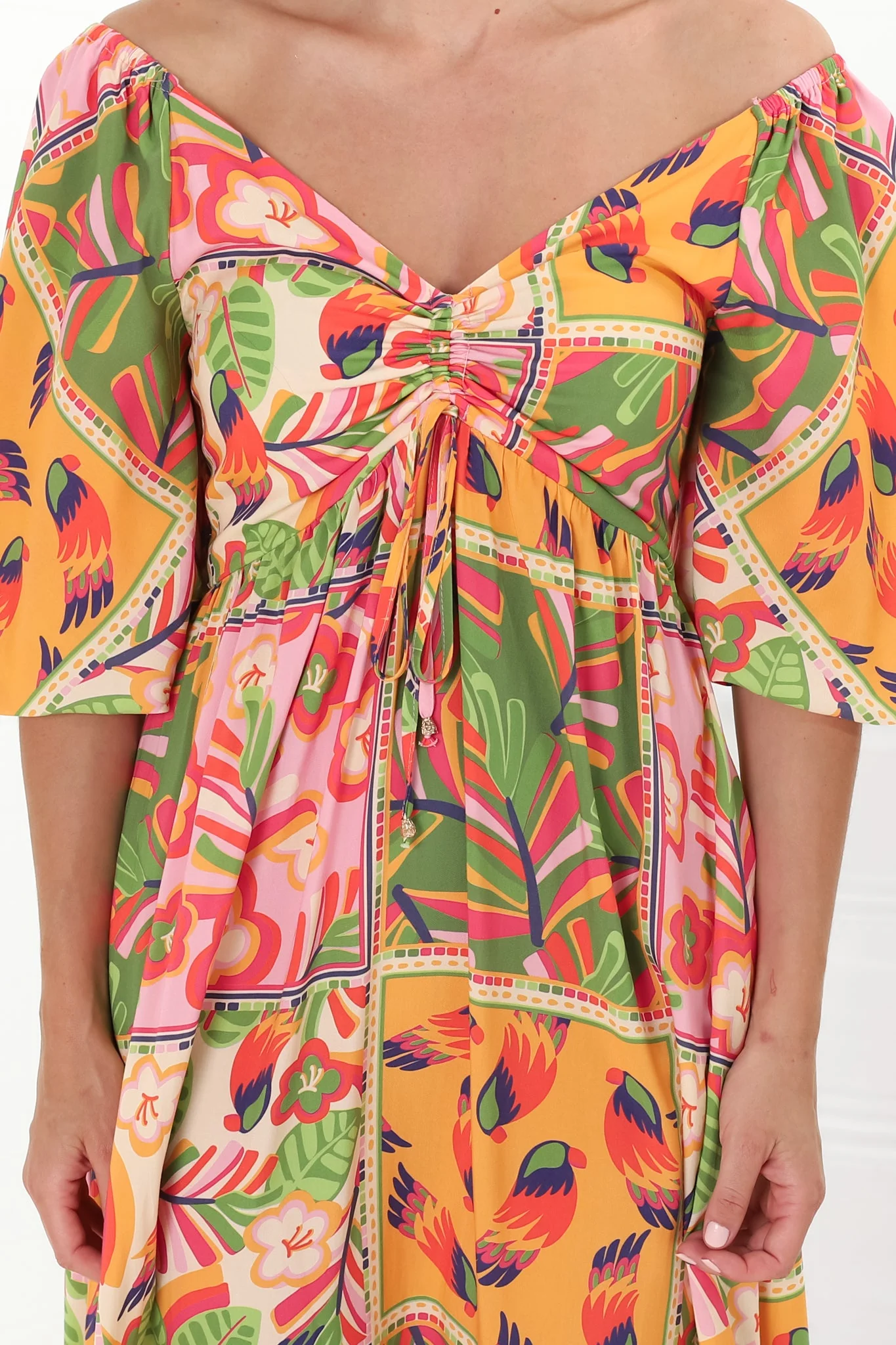 Yanna Maxi Dress - On or Off Shoulder A Line Dress with Elasticated Back in Labelle Print - Image 9