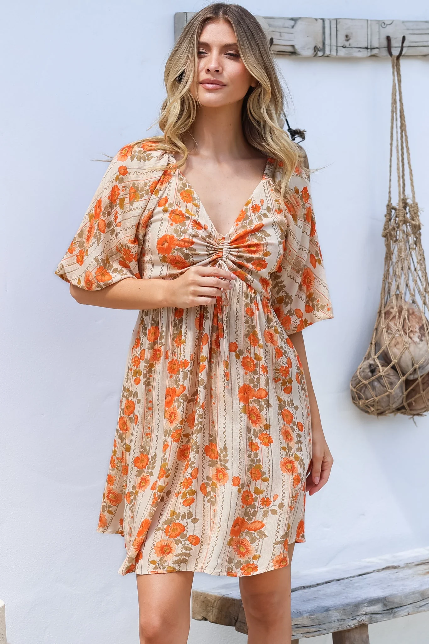 Yanna Mini Dress - On or Off Shoulder A Line Dress with Elasticated Back in Vondrosa Print - Image 5