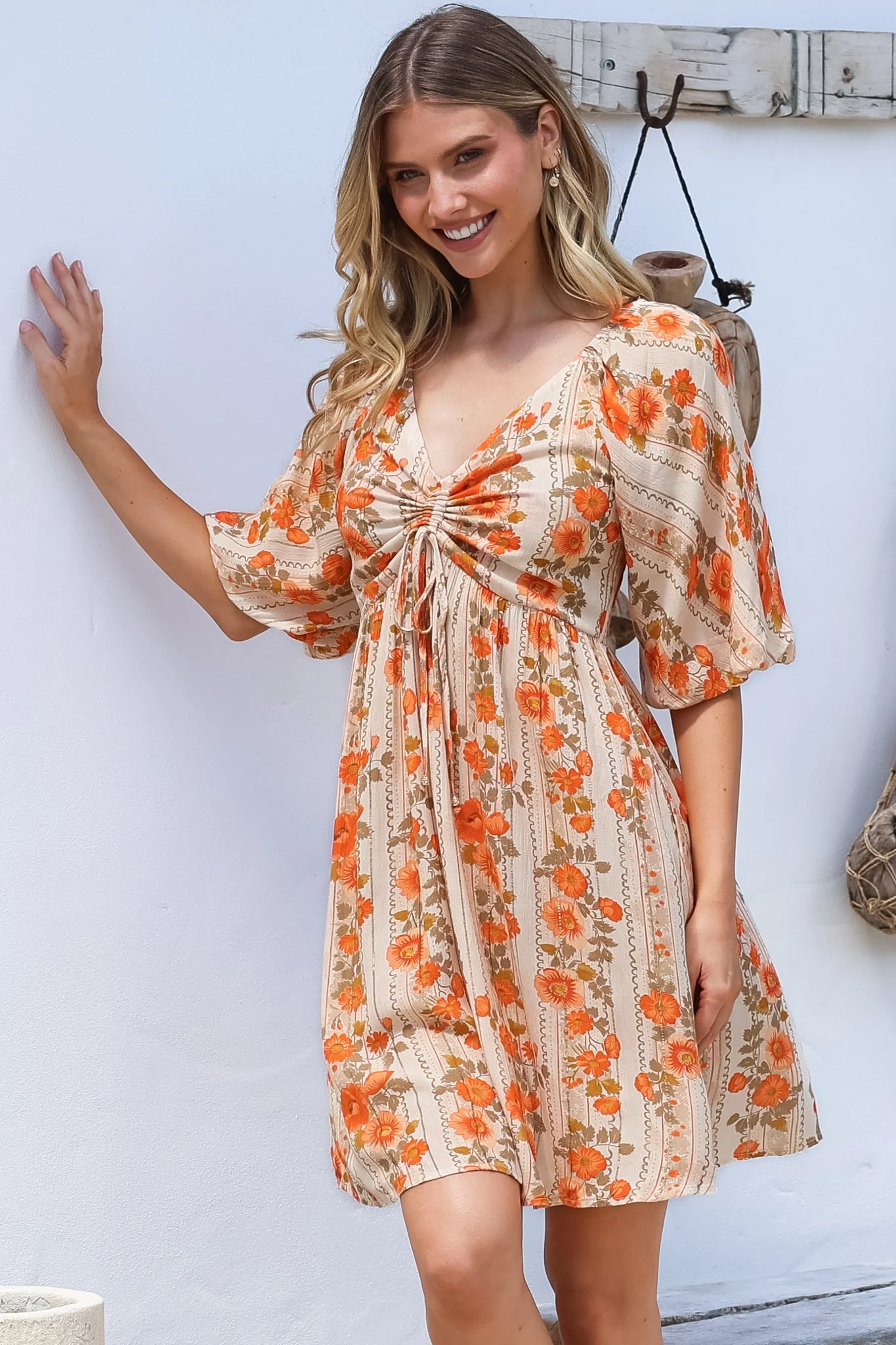 Yanna Mini Dress - On or Off Shoulder A Line Dress with Elasticated Back in Vondrosa Print - Image 6