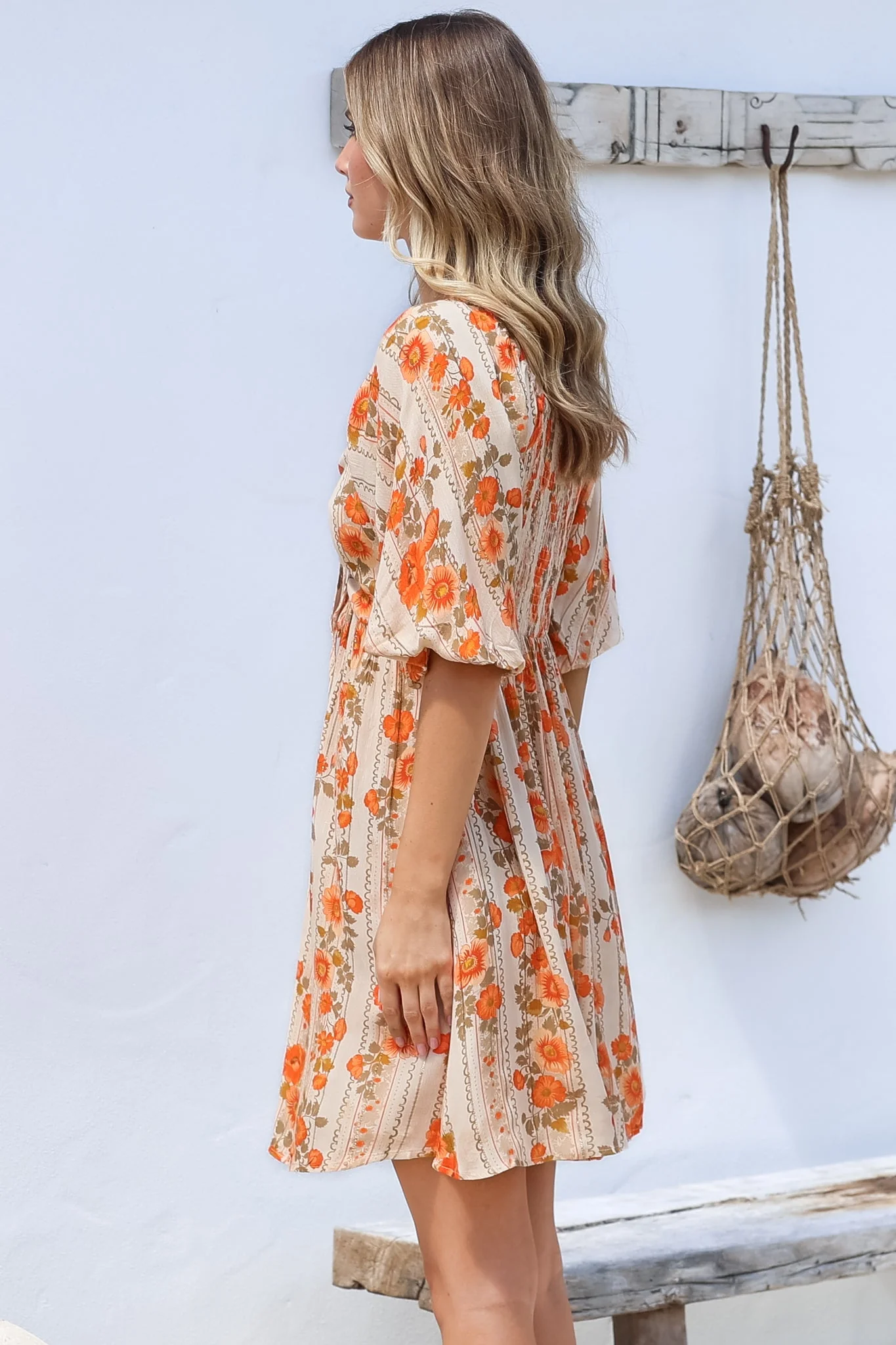 Yanna Mini Dress - On or Off Shoulder A Line Dress with Elasticated Back in Vondrosa Print - Image 7